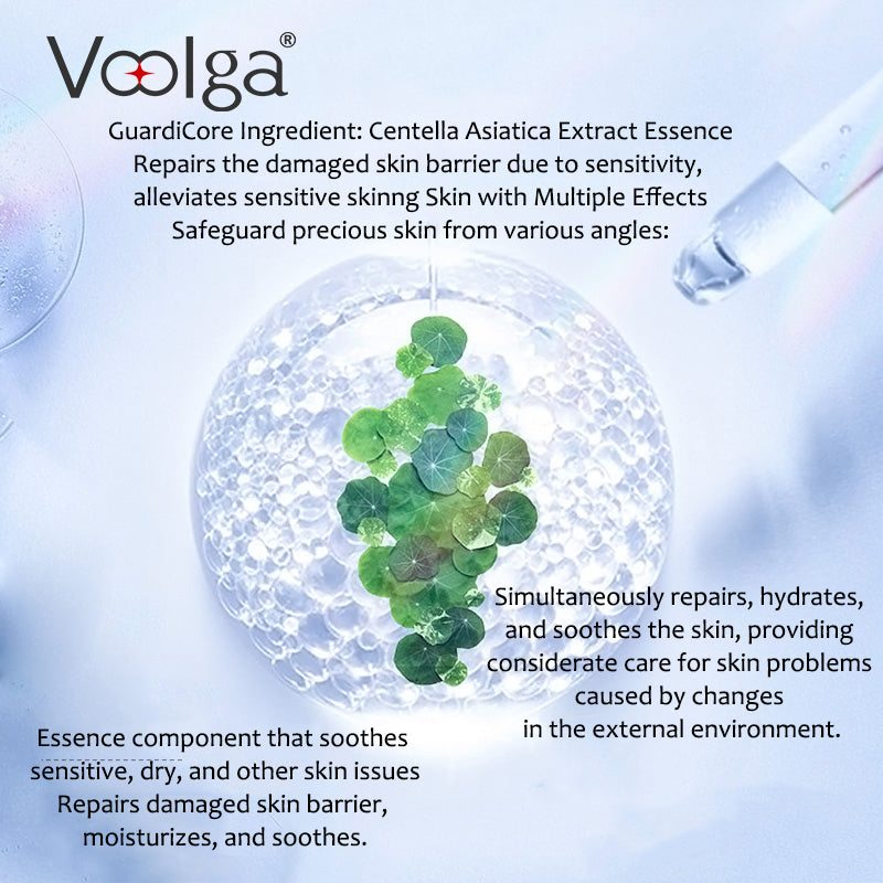 Voolga Centella Asiatica Soothing and Repairing Face Mask for Sensitive Skin - Hydrating & Calming Sheet Mask for Acne, Redness & Skin Repair - Perfect for Daily Skincare Routine & Post-Treatment Care