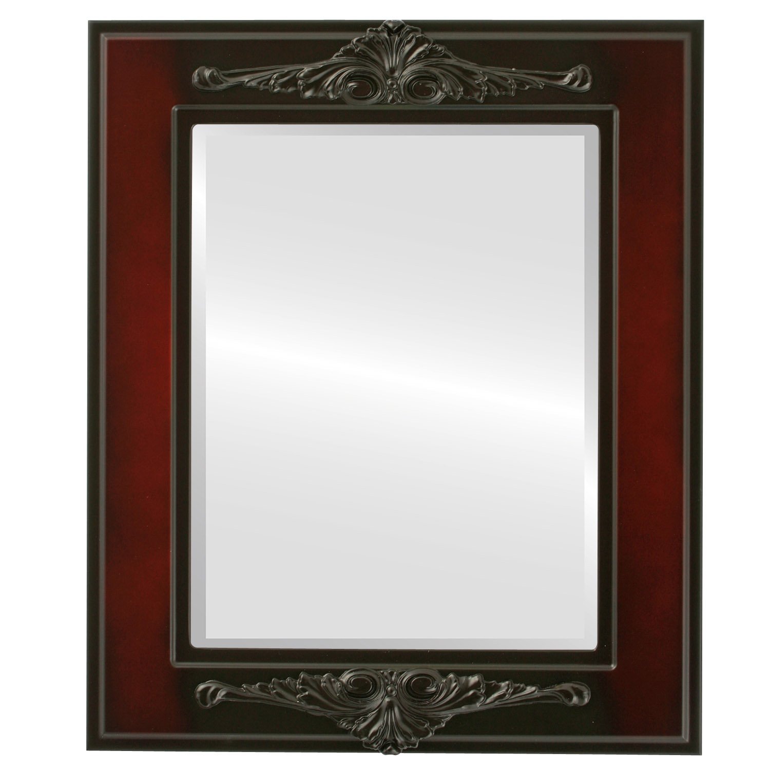 Ramino Style Rectangle Beveled Wall Mirror - 23x29 Inches Rosewood Frame - Elegant Home Decor for Living Room, Bedroom & Entryway