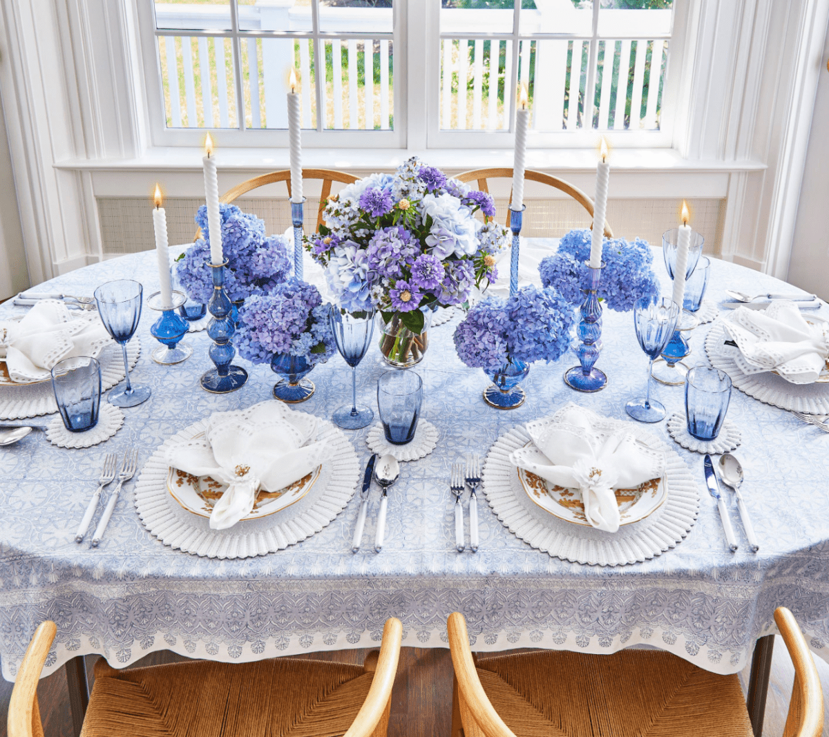 Elegant Provence Tablecloth in Periwinkle Blue - Perfect for French Country Dining, Outdoor Picnics & Farmhouse Decor