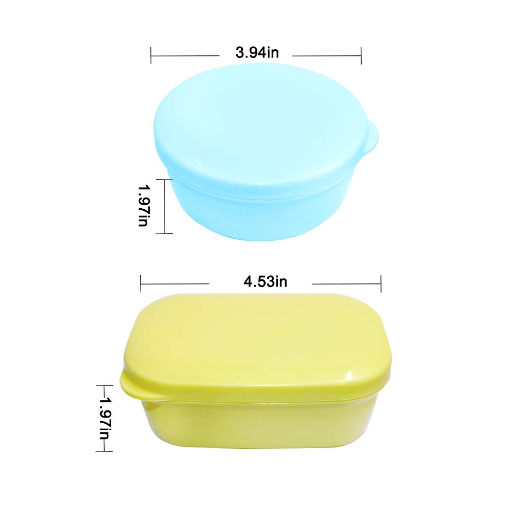 4 Pack Waterproof Soap Holder with Drain Holes | Self-Draining Soap Saver Case for Bathroom, Travel & Camping | Portable Soap Dish Tray in Yellow, White, Blue & Green Colors