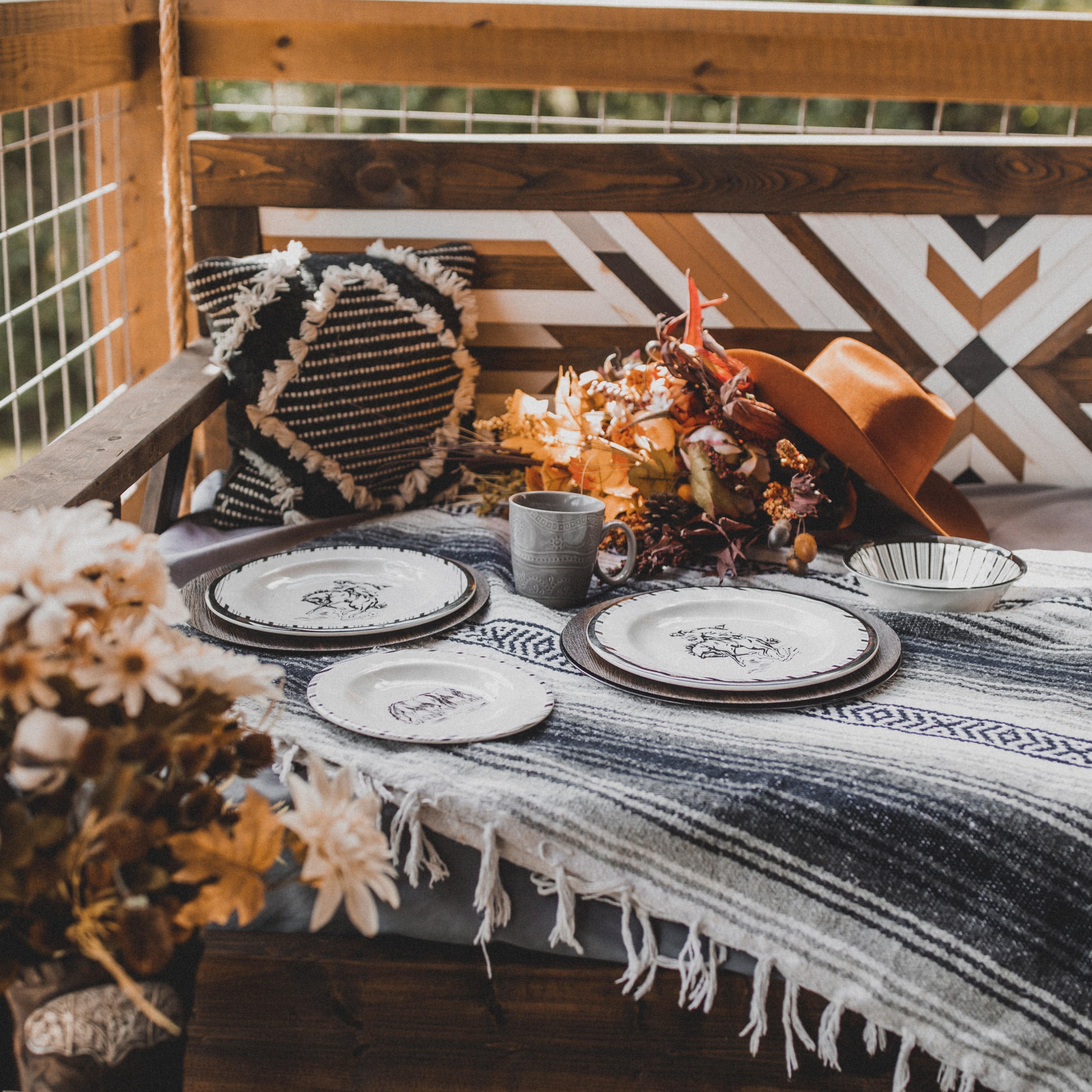 Ranch Life Melamine Salad Plates Set of 4 - Durable Unbreakable Dinner Plates for Outdoor Picnics, BBQs, Camping & Everyday Use