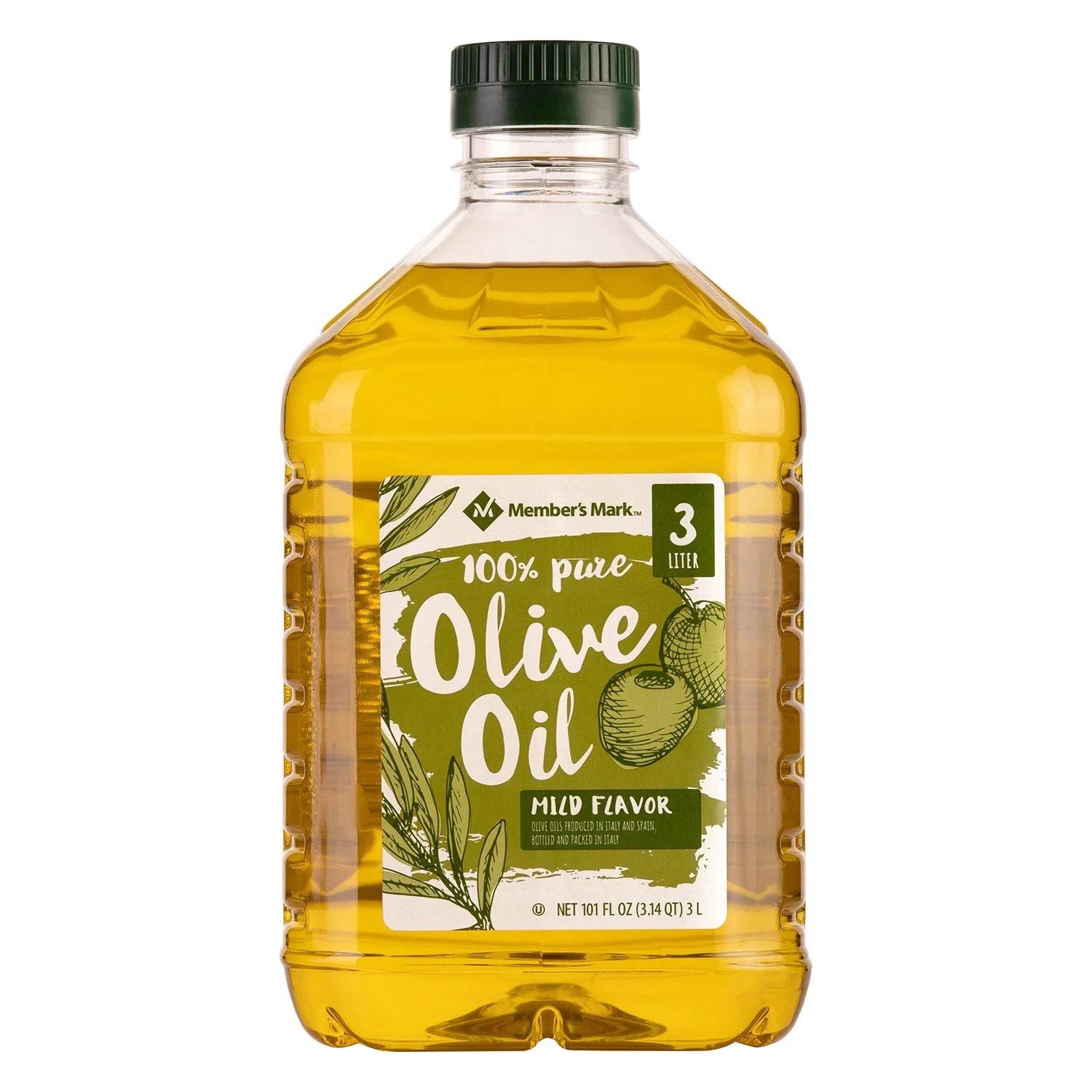 100% Pure Extra Virgin Olive Oil - 3L (101 oz) Cold Pressed, Unfiltered, Rich in Antioxidants | Perfect for Cooking, Salad Dressing & Skin Care