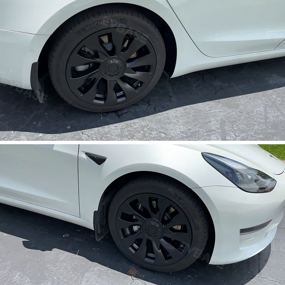 Tesla Model 3 18-Inch Überturbine Wheel Covers (4-Piece Set) - Matte Black Aero Wheel Caps for 2017-2023 - Enhance Style & Protect Rims for Daily Driving & Road Trips