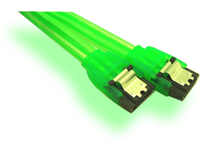 18in Serial ATA UV Cable (Green) - High-Speed SATA III 6Gbps Data Transfer for PC Builds, Gaming Rigs & LED Lighting Setups