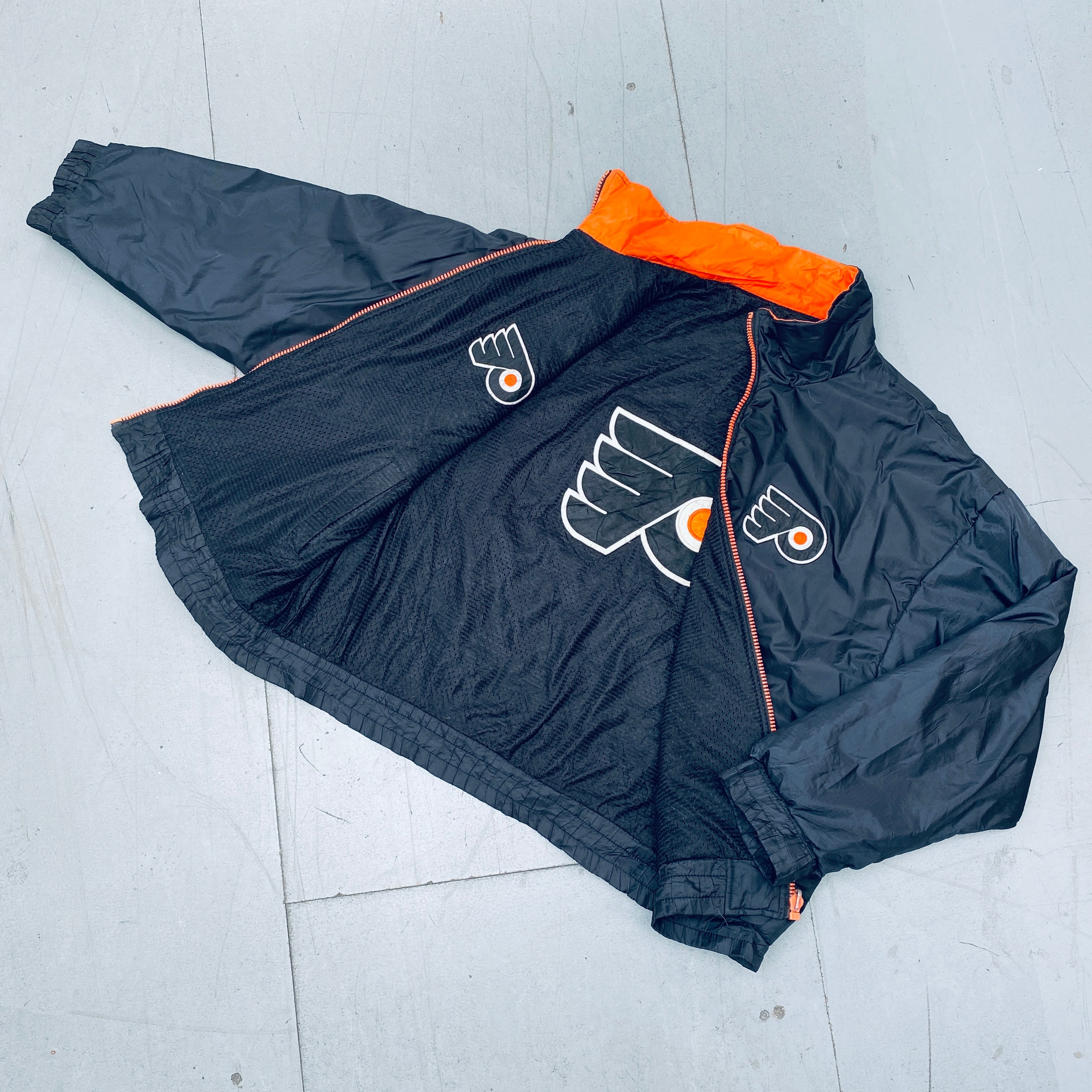 Philadelphia Flyers 1990s Reversible Full-Zip Hockey Jacket - Vintage NHL Fan Gear, XL/XXL - Perfect for Game Day & Retro Sports Fashion