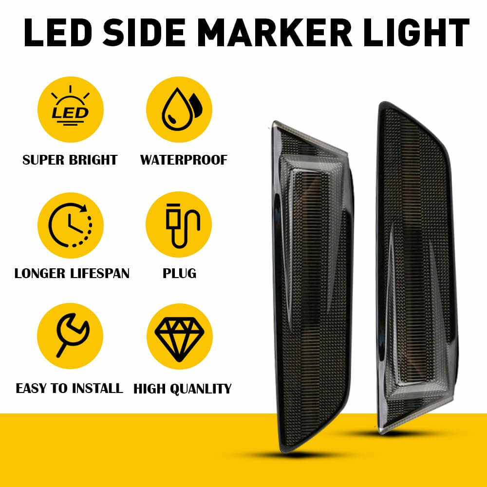 LED Side Marker Lights for 2002-2007 Nissan Skyline V35 Coupe & 2003-2007 Infiniti G35 2D Coupe - Front Bumper Smoke Lens - Easy Installation & Durable Design - Perfect for Car Upgrades & Night Driving