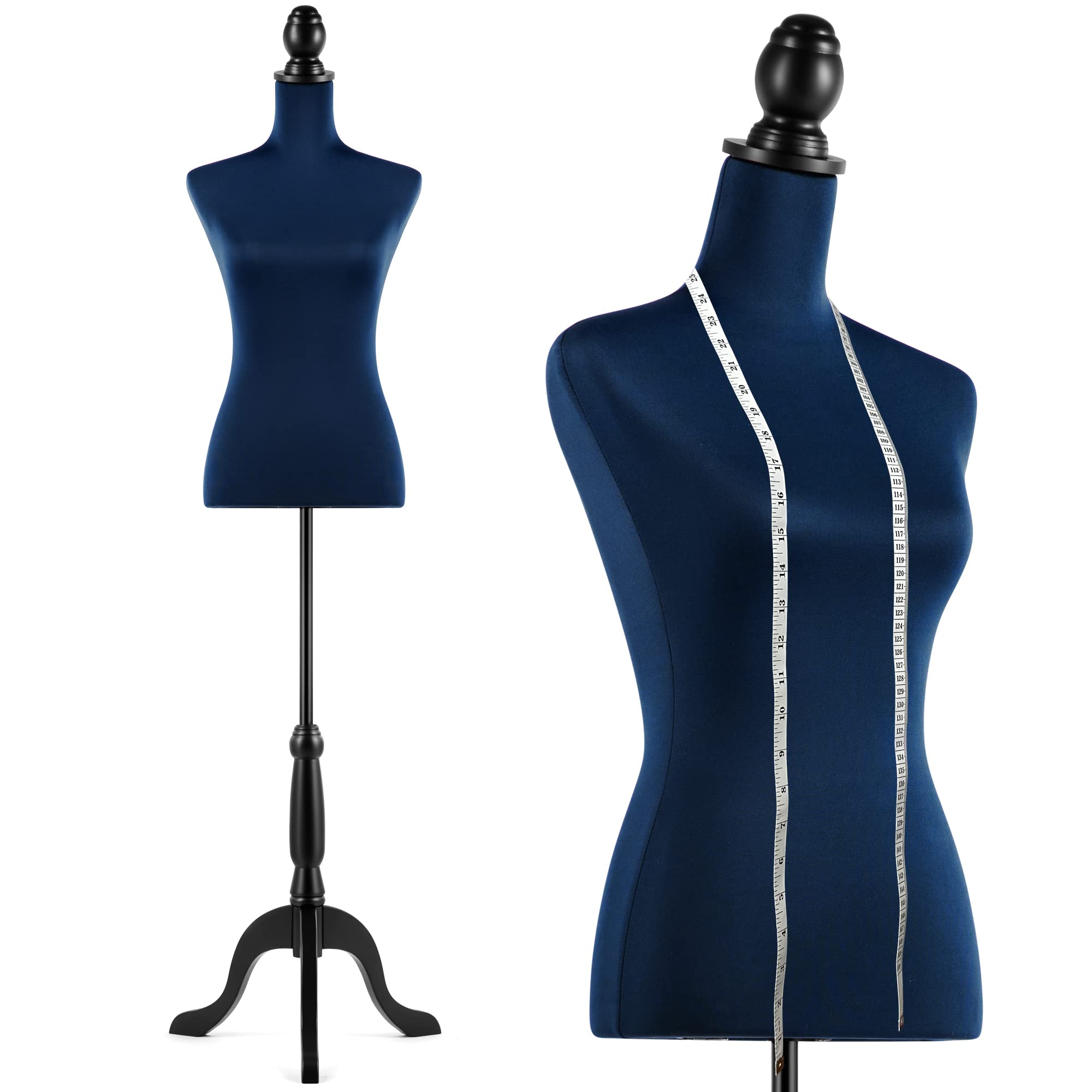 HAORUI Adjustable Dress Form Mannequin - Pinnable Female Torso with Tripod Stand for Sewing, Dressmaking & Jewelry Display | Perfect for Home Decor & Fashion Design (Navy Blue)