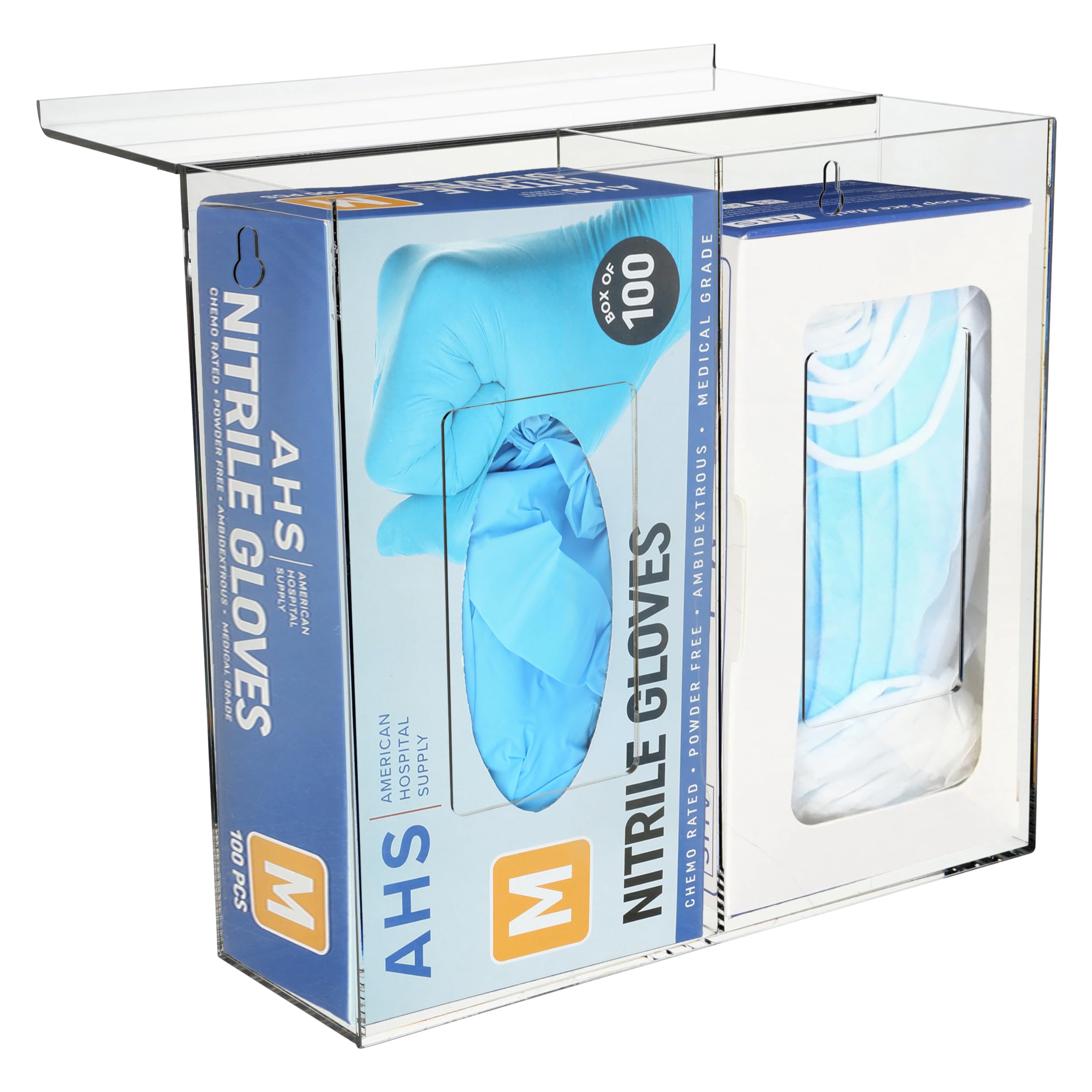 Triple Hygiene Dispenser with Lid - 3 Compartment Glove Holder for Hairnets, Face Masks & Shoe Covers | Wall Mount or Countertop Installation | Perfect for Hospitals, Salons & Food Service Areas