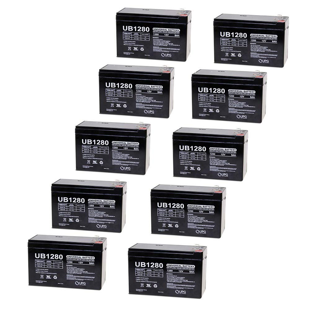 Universal Power Group 12V 8Ah UPS Battery Replacement for PK Electronics Blackout Buster B6U - 10 Pack - Backup Power for Home Security Systems, Emergency Lighting & Network Equipment