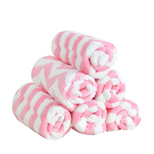 Premium Ultra Soft Microfiber Face Towels - 6 Pack (25x25cm) | Highly Absorbent & Gentle for Skin | Ideal for Makeup Removal, Spa & Skincare Routine (Pink)