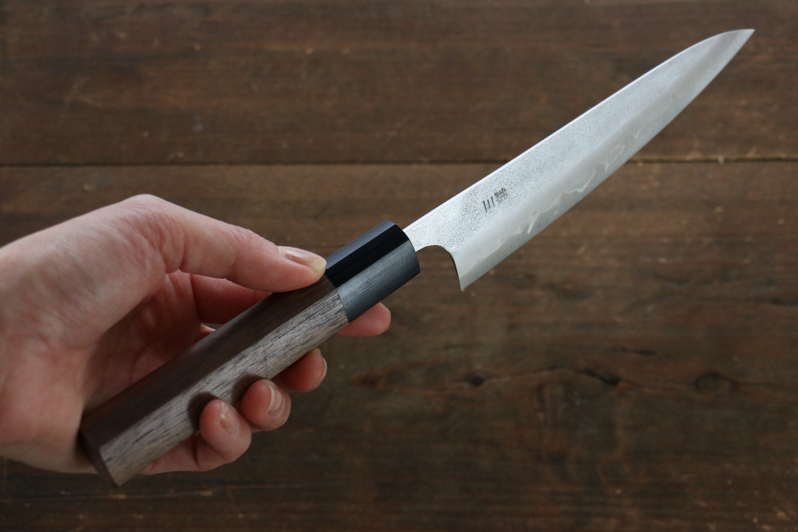 Nao Yamamoto Japanese Silver Steel Nashiji No.3 Petty Utility Knife 150mm (6 Inch) with Walnut Handle - Perfect for Slicing, Peeling & Precision Kitchen Tasks