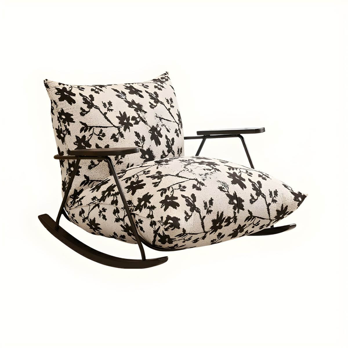 Modern Indoor Rocking Chair with Comfortable Pillow Back, Sturdy Track Arms & Black Legs - Perfect for Living Room, Nursery & Relaxation Spaces