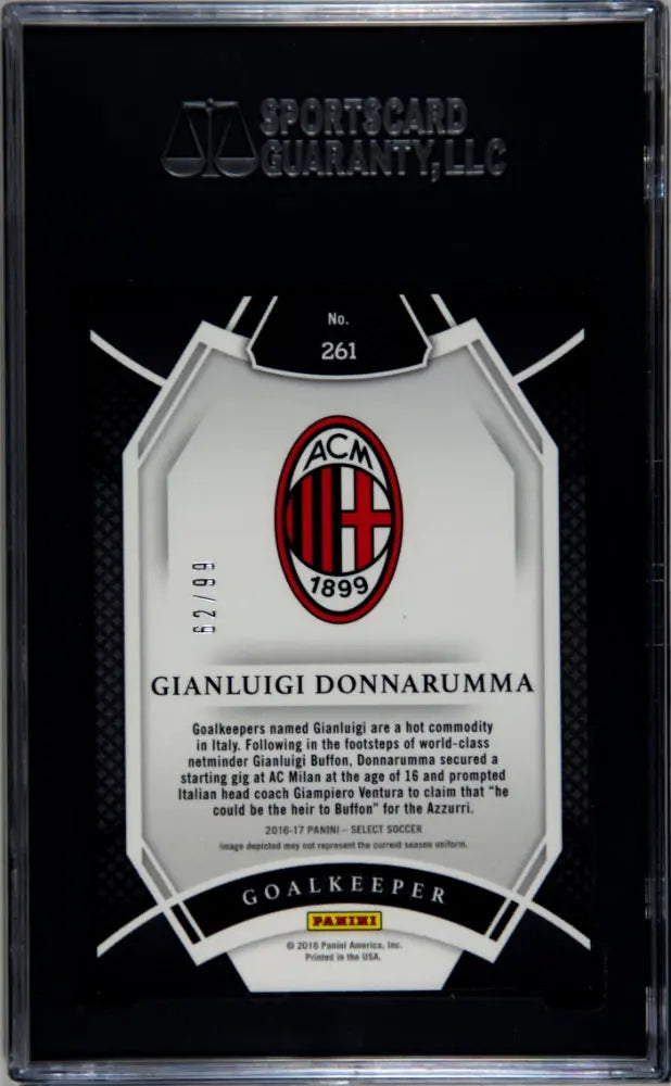 2016 Panini Select Gianluigi Donnarumma White Prizm SGC 8.5 /99 Rare Soccer Trading Card - Perfect for Collectors, Investors & Sports Memorabilia Enthusiasts