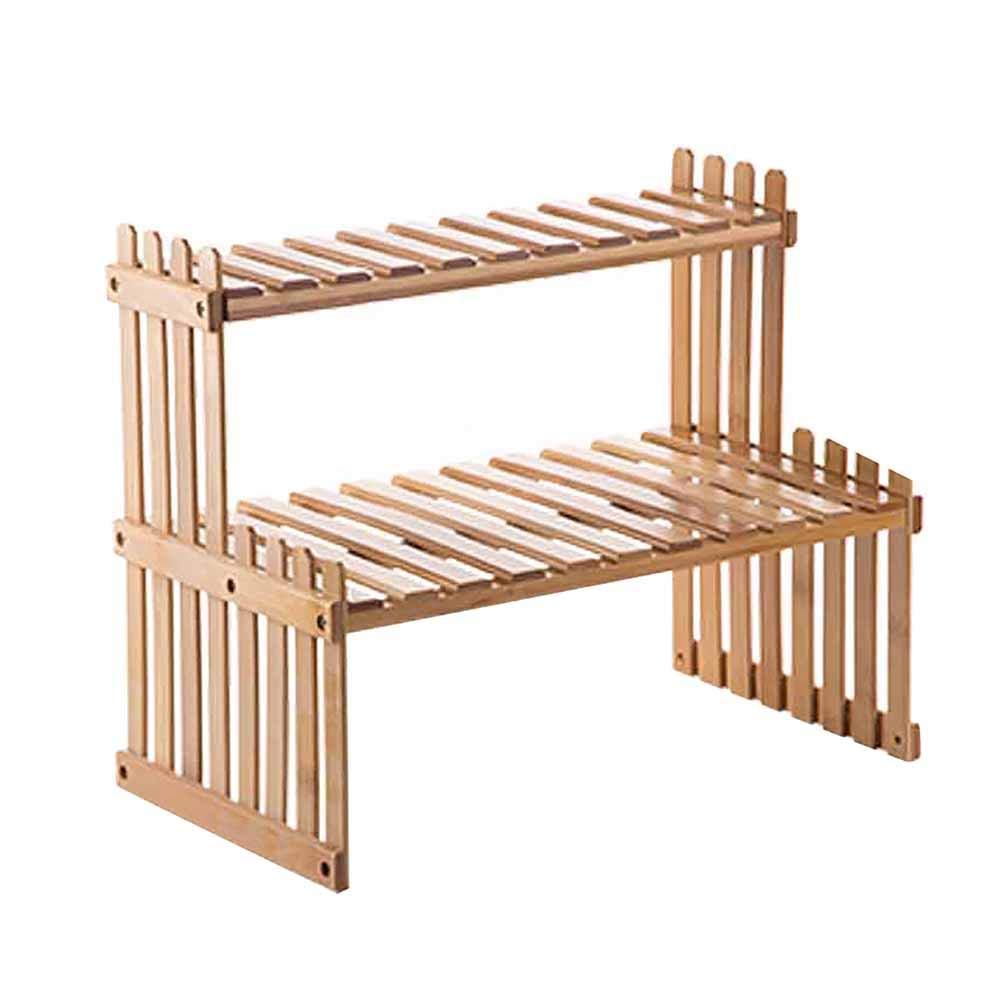 ZUHAUSIGER 2-Tier Bamboo Spice Rack - Kitchen Countertop Organizer for Spice Bottles & Seasonings | Space-Saving Storage Solution for Small Kitchens, Pantries & Countertops