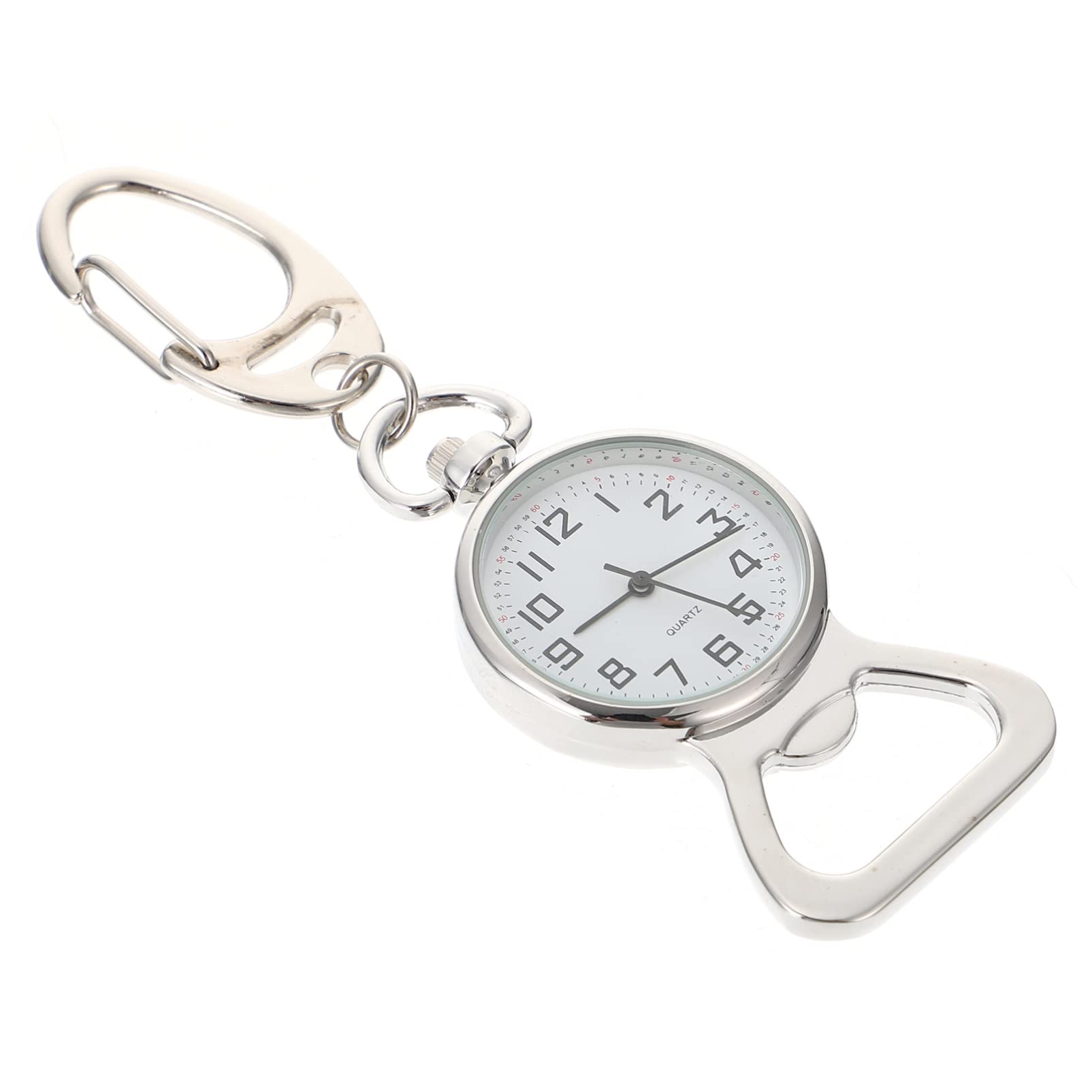 Hemobllo Nurse Watch with Key Buckle - Silver Quartz Pocket Watch for Nurses & Doctors - Perfect for Clinical Shifts, Medical Exams & Healthcare Professionals
