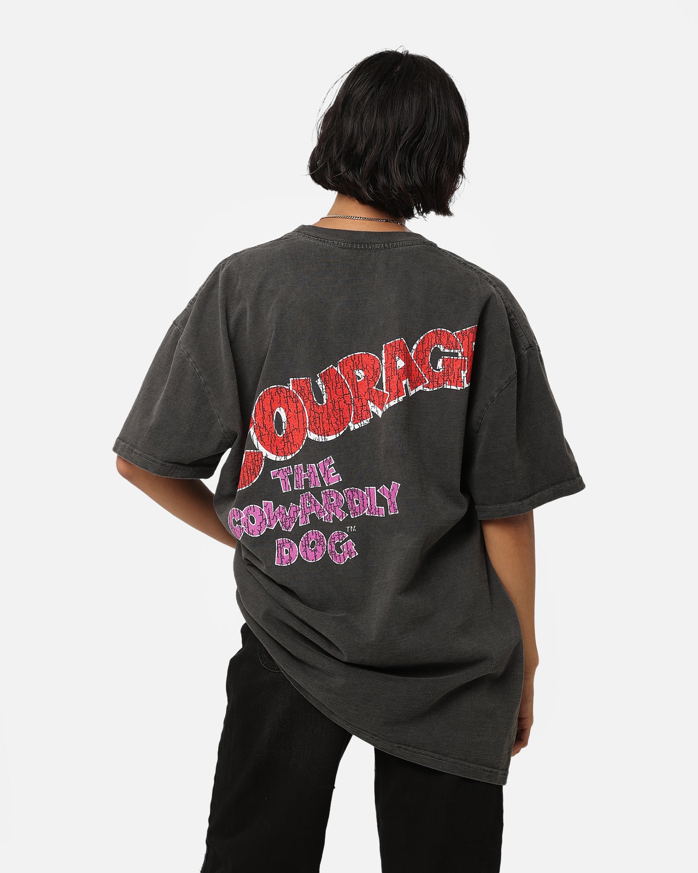 Cartoon Network Courage The Cowardly Dog Heavyweight T-Shirt - Black Wash | Vintage American Thrift Style | Perfect for Casual Wear, Cosplay & Fan Gifts
