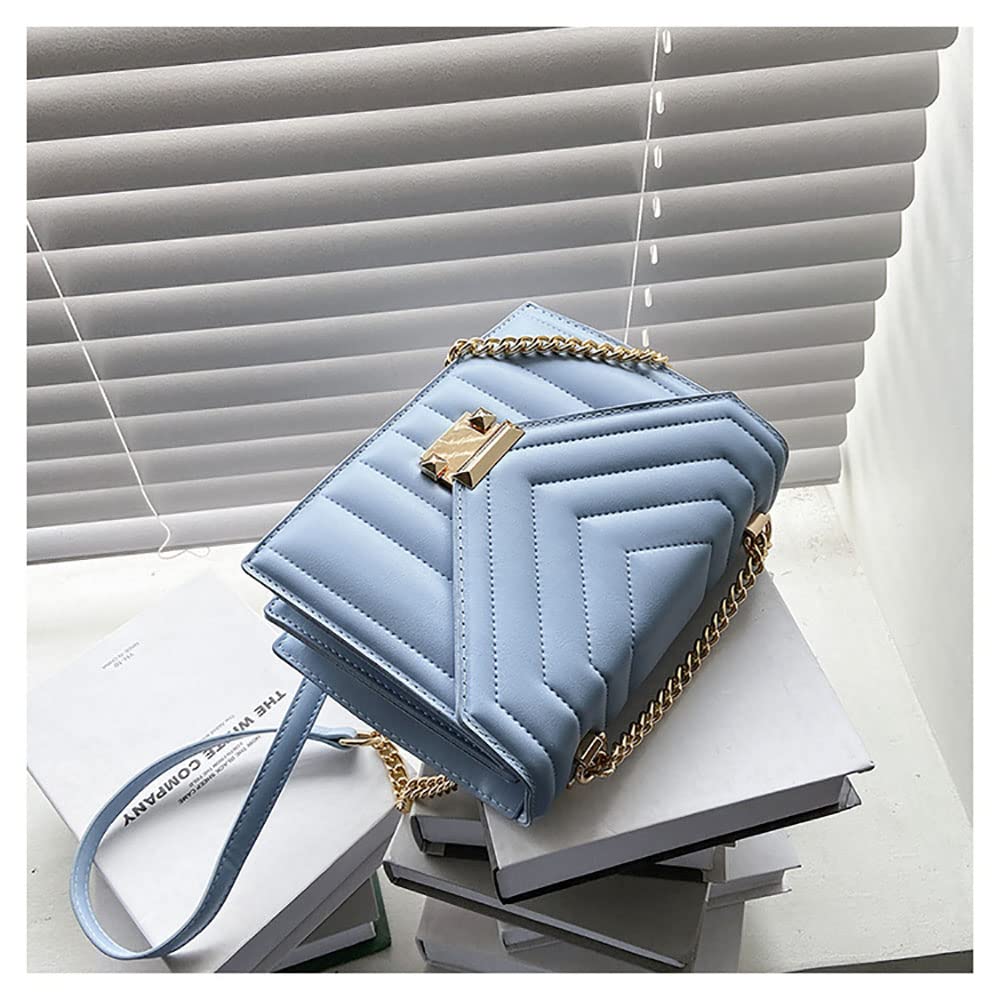 Luxury Women's Envelope Crossbody Bag - PU Leather Underarm Shoulder Bag with Chain Strap, Designer Style Handbag for Everyday Use - Perfect for Work, Shopping & Evening Out (Blue)