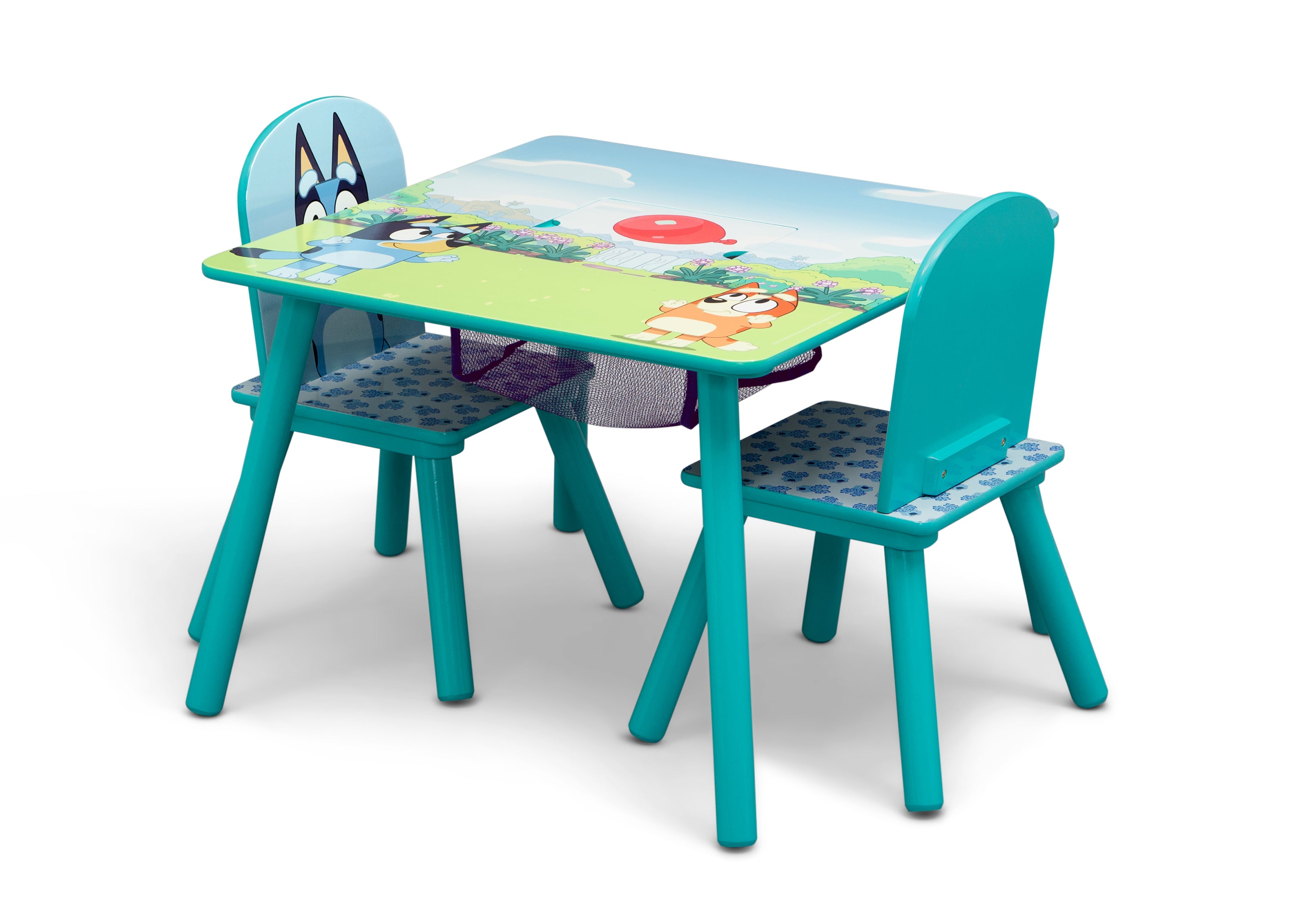 Bluey Kids Table and Chair Set with Storage - 2 Chairs Included - Durable Children's Play Furniture for Arts, Crafts & Snack Time - Perfect for Playrooms, Daycares & Preschools