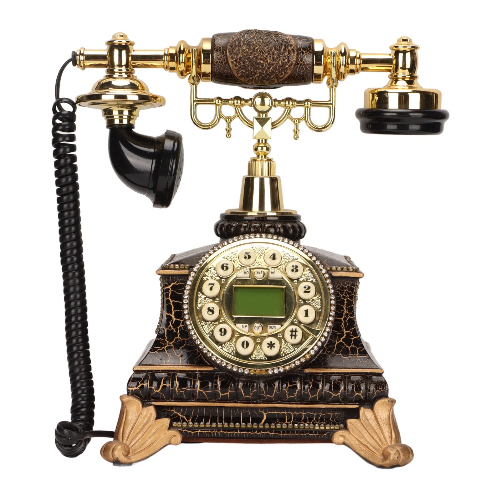 Vintage Retro Landline Telephone with Digital LCD Display - Noise Reduction, Hands-Free & Auto IP Function - Perfect for Home, Office & Antique Decor