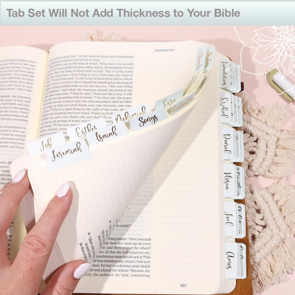 Bible Tabs with Gold Foil - 90 Durable Indexing Tabs for Bible Study & Journaling
