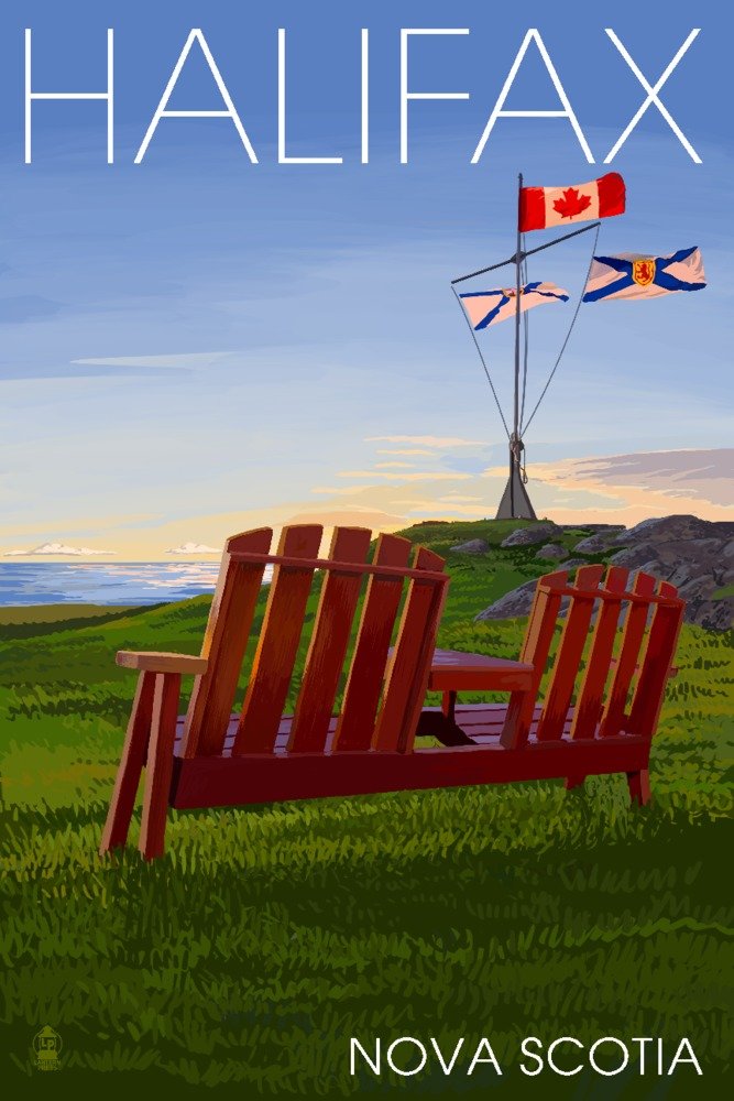 24x36 Signed Art Print - Halifax Nova Scotia Adirondack Chairs Sunset 79191 Wall Decor Poster | Coastal Home Decor, Beach House Living Room Art, Office Wall Art