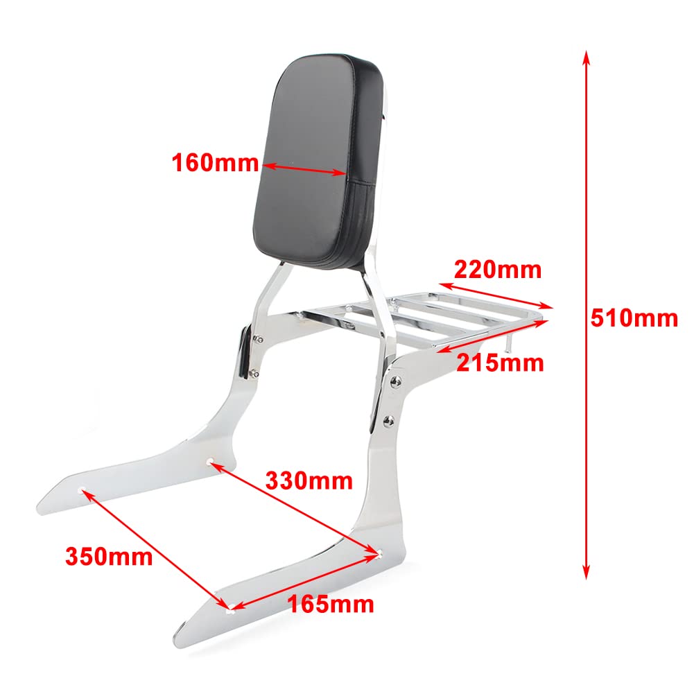Chrome Sissy Bar & Luggage Rack for Yamaha V-Star XVS1300/XV1300A (2007-2015) - Heavy Duty Rear Passenger Backrest with Storage - Perfect for Long Rides and Motorcycle Touring