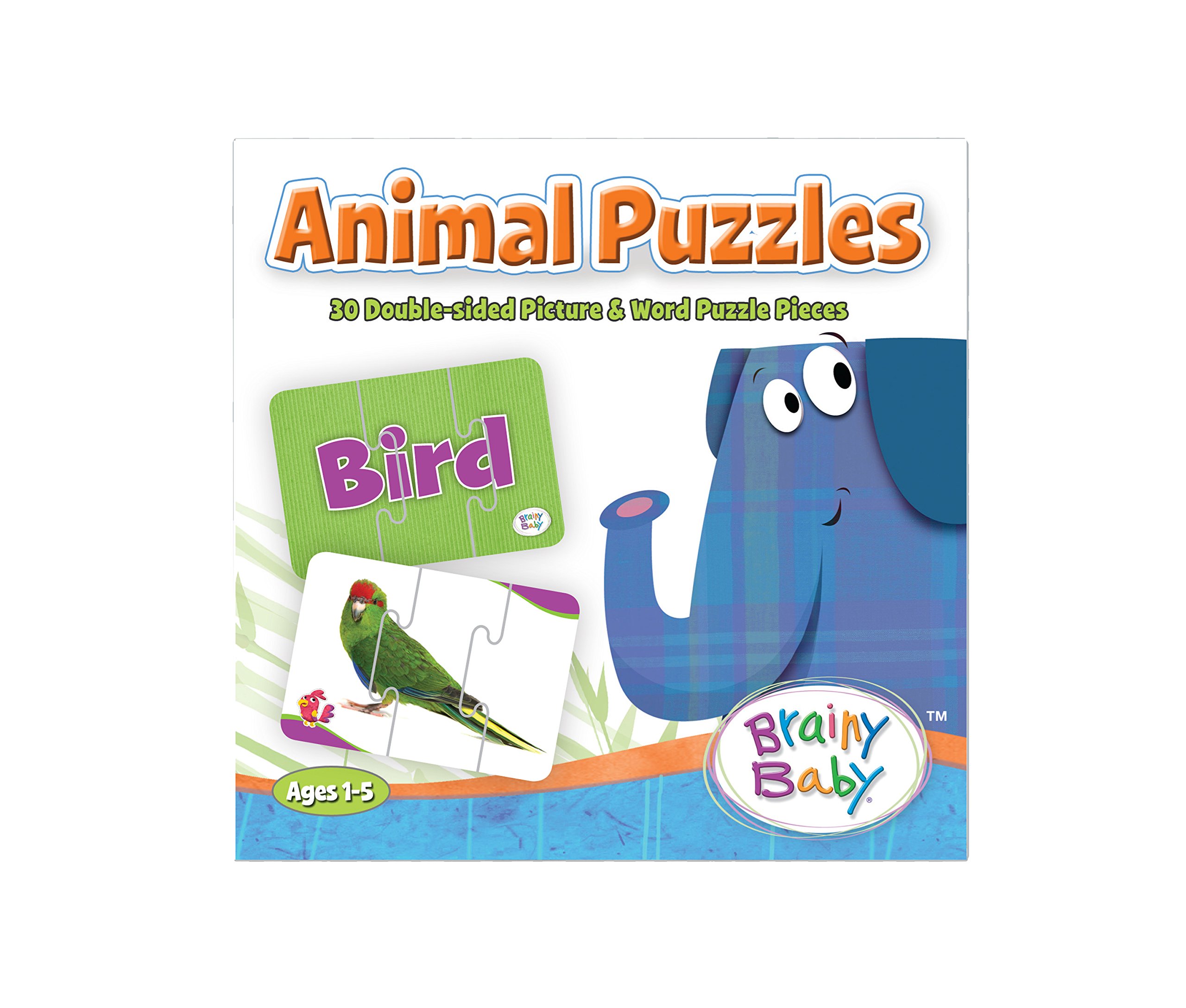 Animals Puzzle Matching Game - 30 Double-Sided Picture & Word Learning Puzzles for Kids | Fun Educational Toy for Preschool & Kindergarten