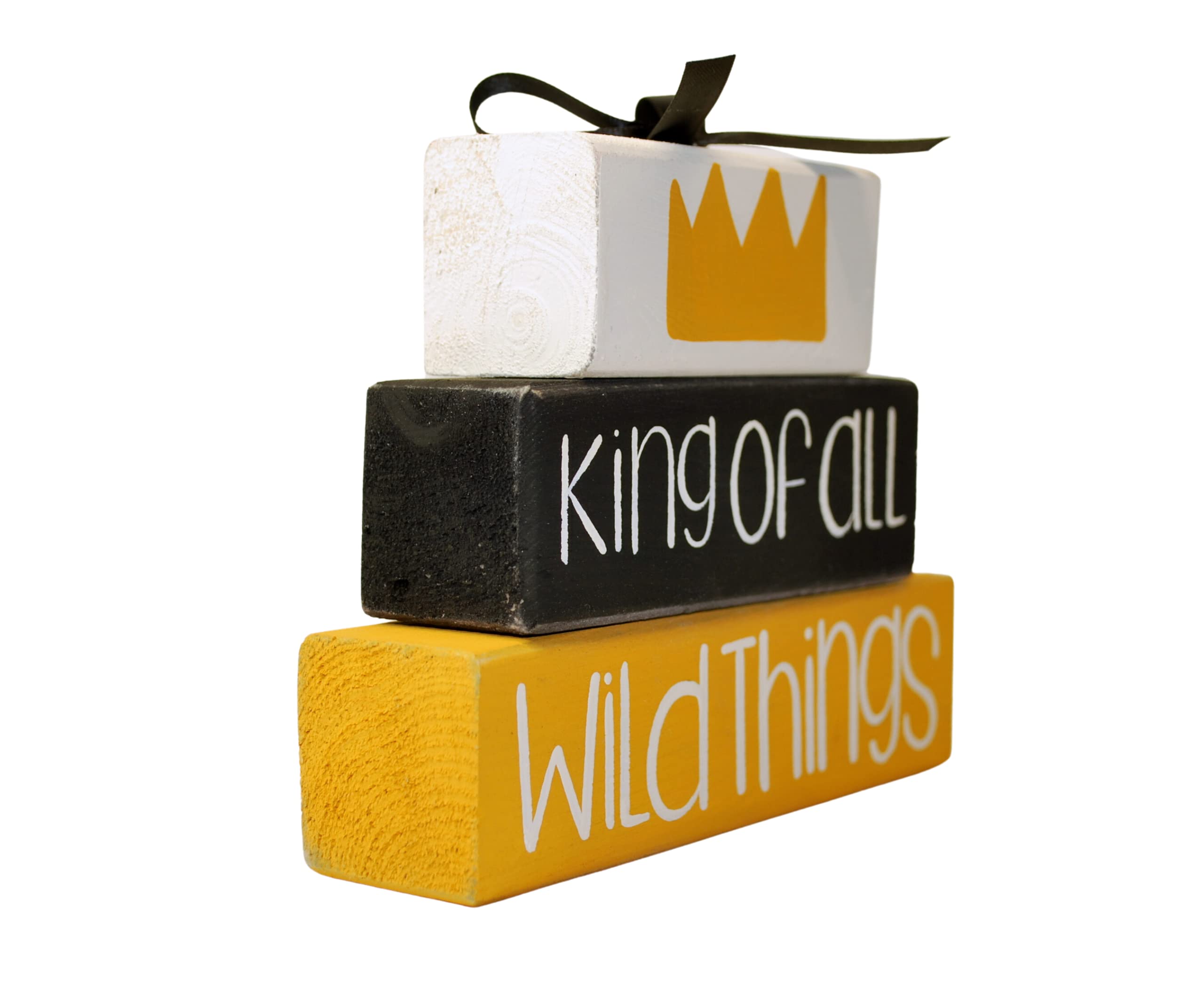 King of All Wild Things Wooden Block Nursery Decor - Baby Shower Gift & Kids Room Decoration for Newborns | Perfect for Storytime, Themed Nurseries & Children's Bedrooms