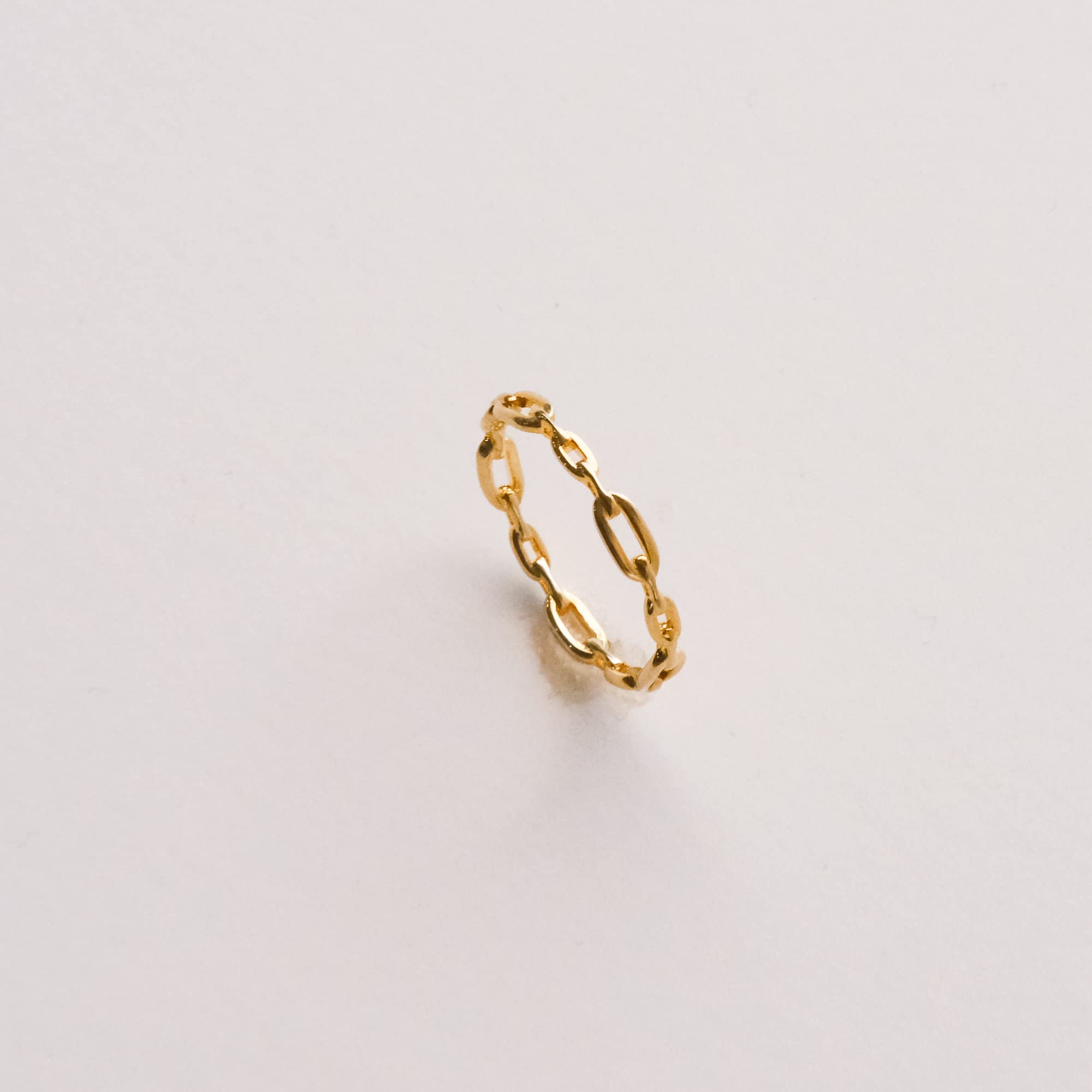 18K Gold Plated Simple Link Ring for Women - Minimalist Stacking Band, Dainty Gold Rings for Everyday Wear | Perfect for Layering, Gifts & Special Occasions