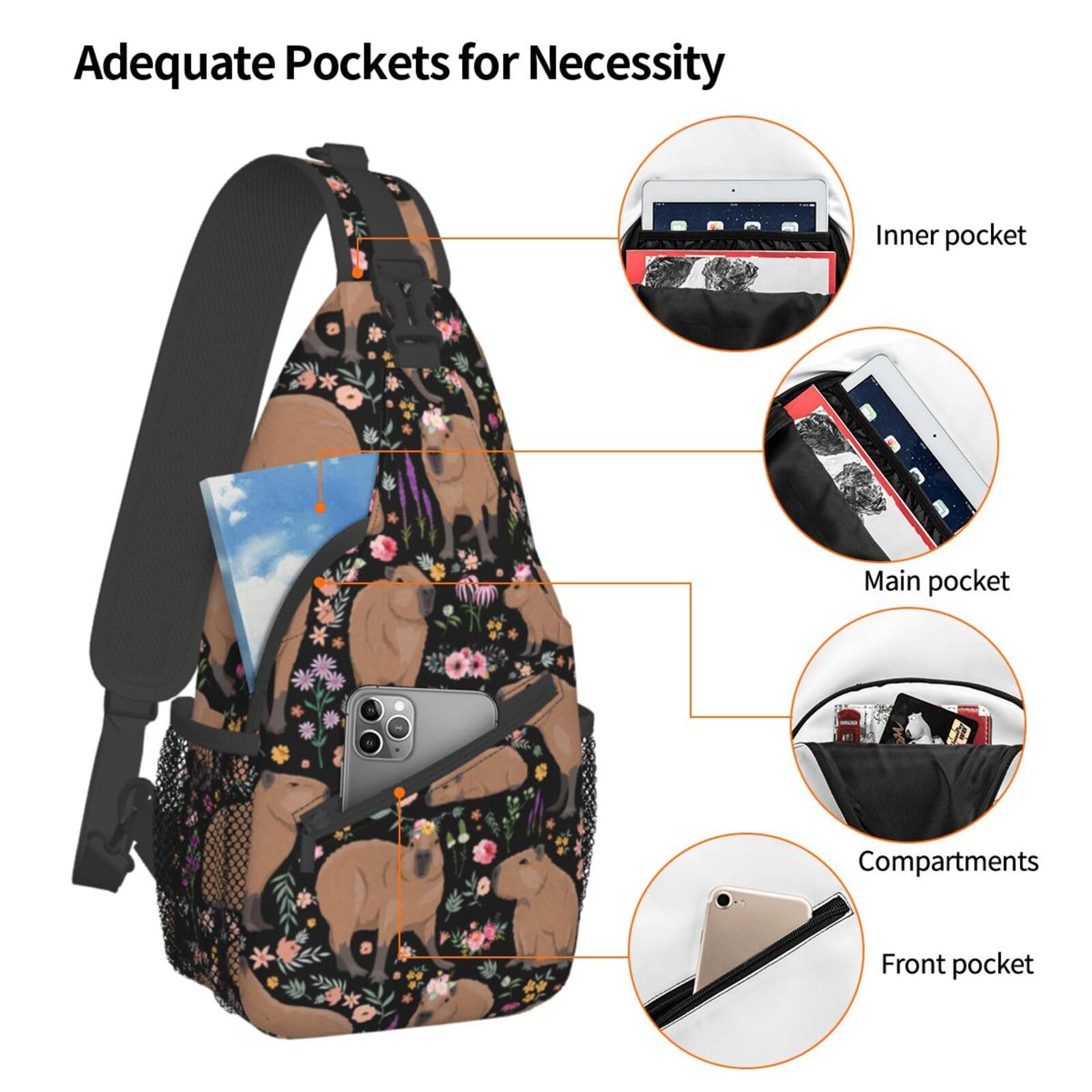 Stylish Capybara Crossbody Bag for Women & Men - Lightweight Sling Backpack for Travel, Hiking, Gym, Cycling & Outdoor Adventures | Perfect Gift Idea