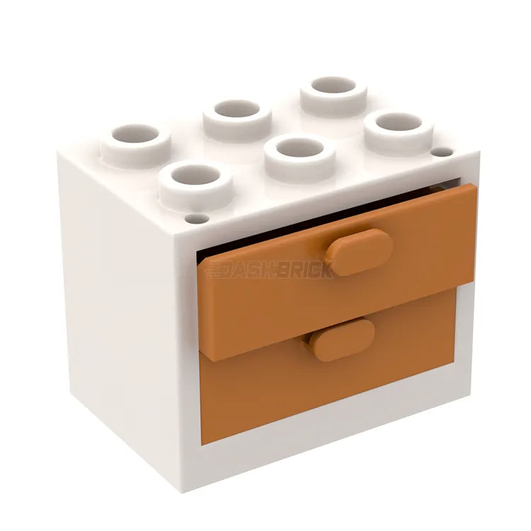 LEGO White/Medium Nougat Container Cupboard 2x3x2 with Drawers - Perfect for LEGO Storage & Organization [4532 / 4536]