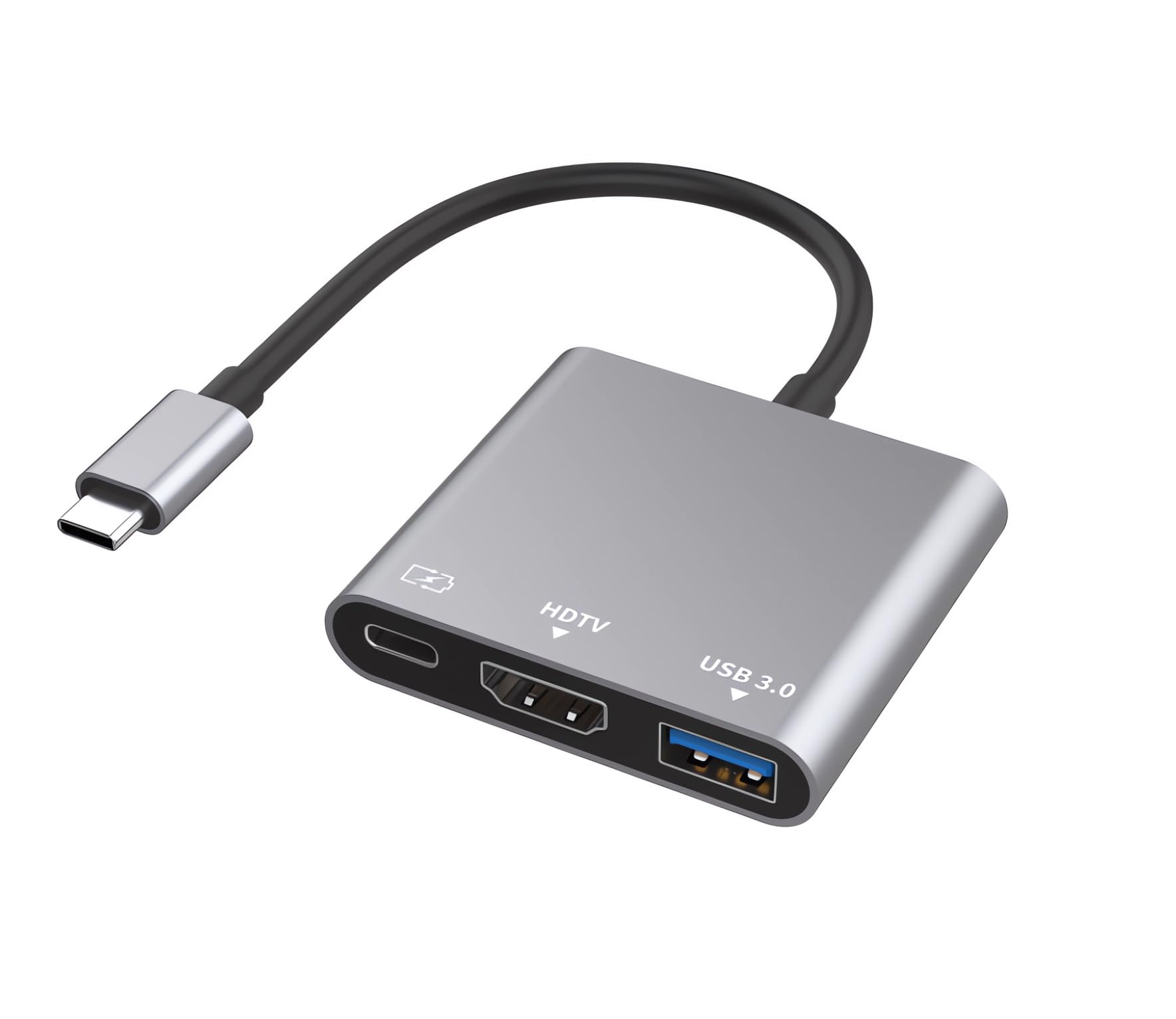 USB C Hub 4K HDMI Multiport Adapter with Fast Charging Port & USB 3.0 - Compatible with MacBook Pro M1/Air M1/iMac/XPS/Laptops (Grey) - Perfect for Home Office, Travel & Conference Presentations