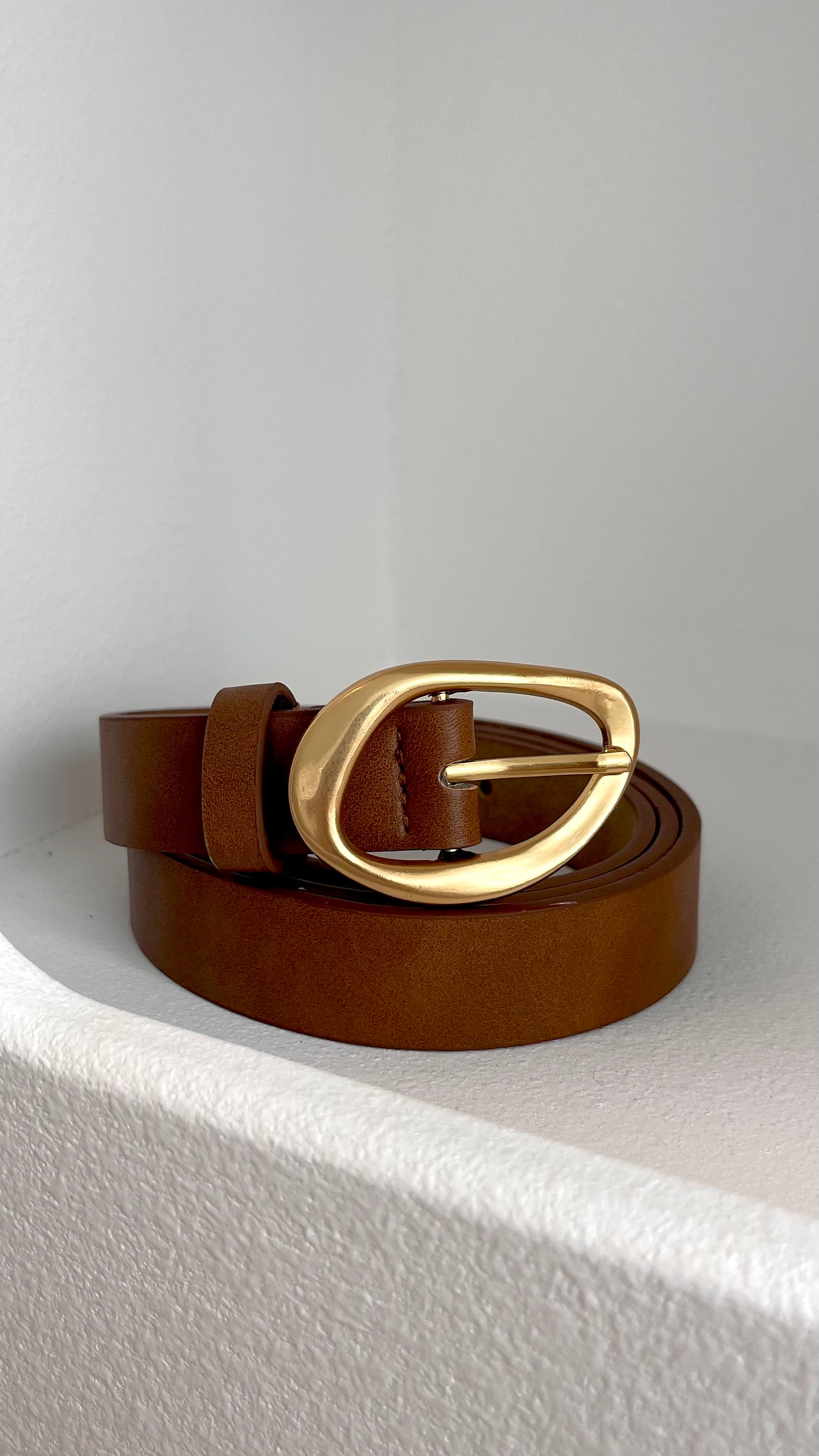 Jacory Genuine Leather Belt for Men - Classic Brown & Gold Buckle - Stylish & Durable Waistband for Casual, Office & Formal Wear