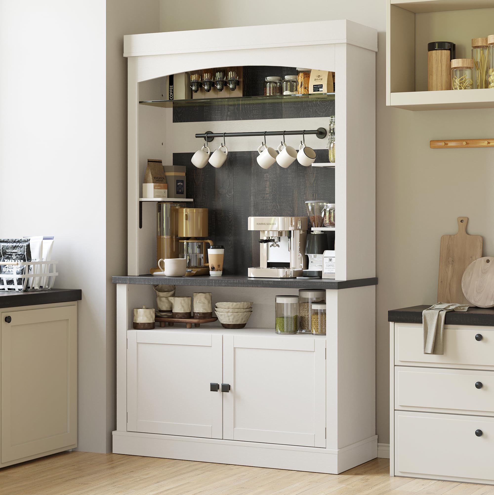 Farmhouse Coffee Bar Cabinet with Storage - 72