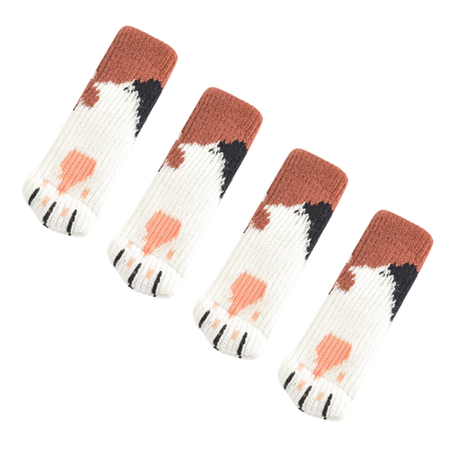 Animal Print Chair Leg Covers - 4PCS Non-Slip Socks for Dining, Kitchen & Bar Stools - Cute Home Decor for Table & Chair Protection (Grey, Grey)