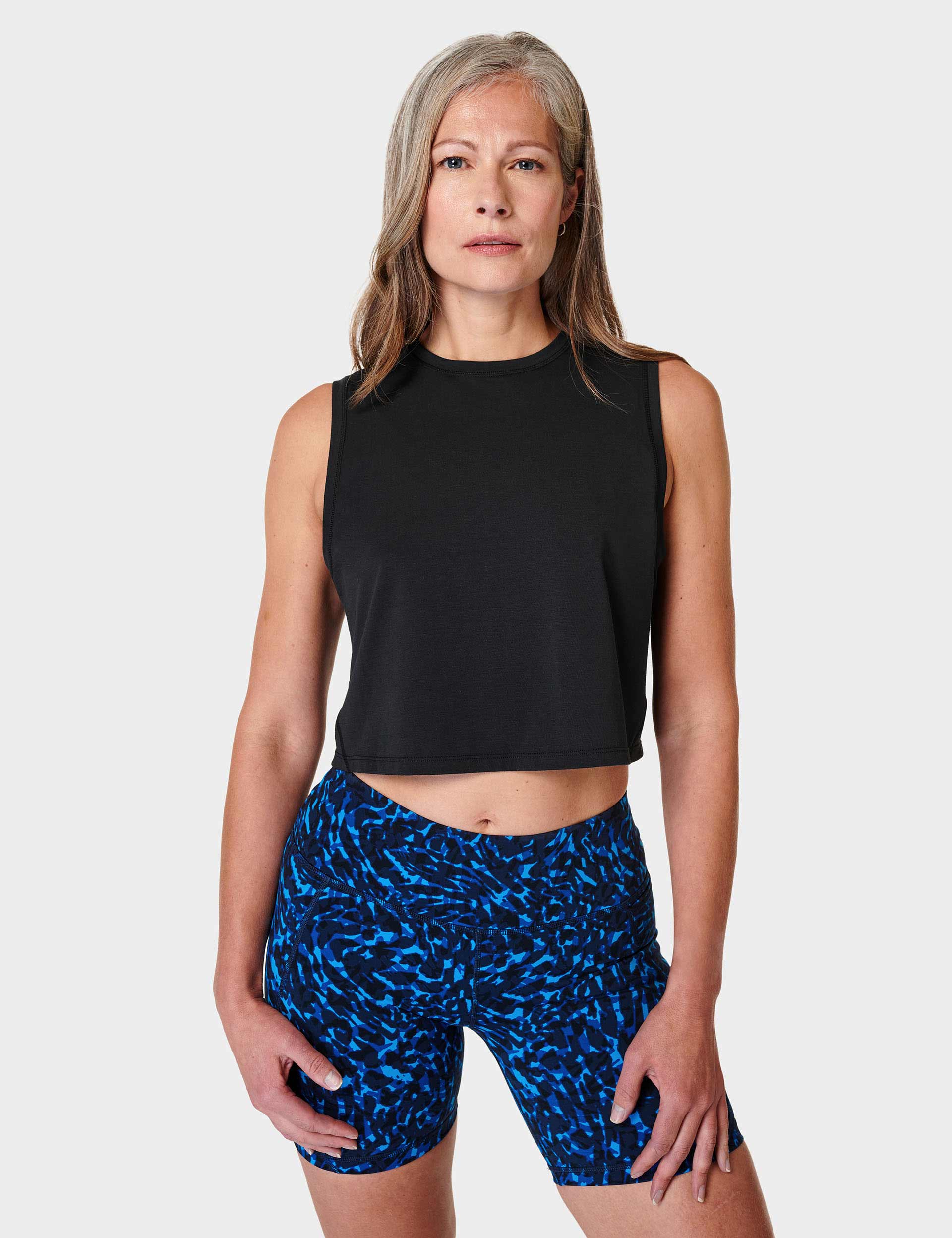 Breathe Easy Crop Muscle Vest for Women - Black | Workout Tank Top for Yoga, Running & Gym