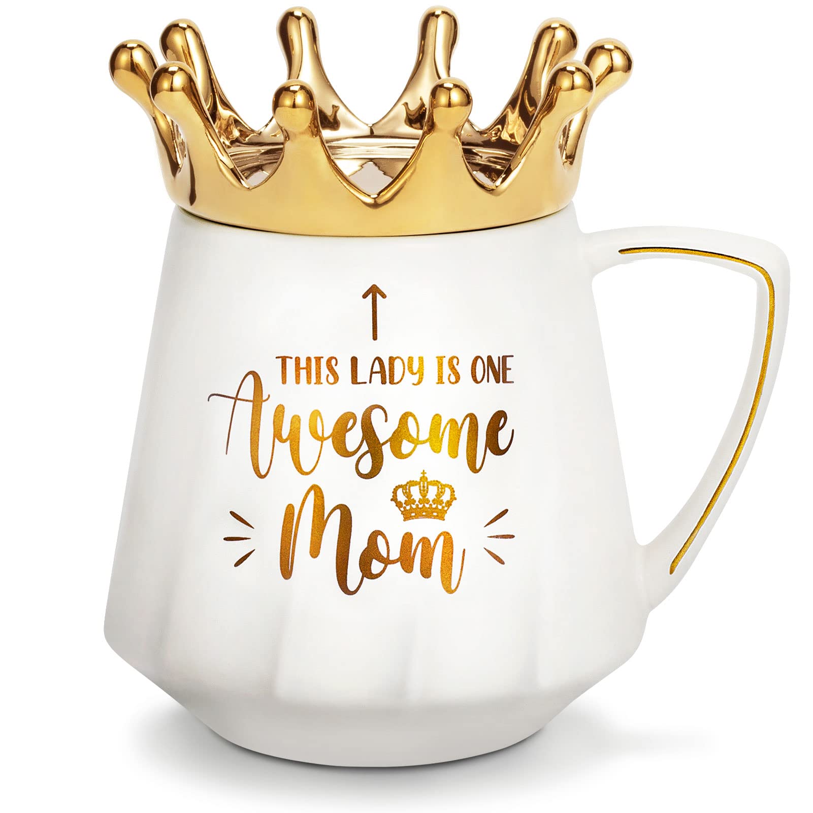Best Mom Ever Ceramic Coffee Mug 12Oz with Crown Lid - Heartwarming Gift for Mother's Day, Birthday, or Special Occasions - Perfect for Mom, Wife, Daughter, Mother-in-Law & New Moms - Ideal for Coffee, Tea & Hot Drinks at Home, Office or Travel