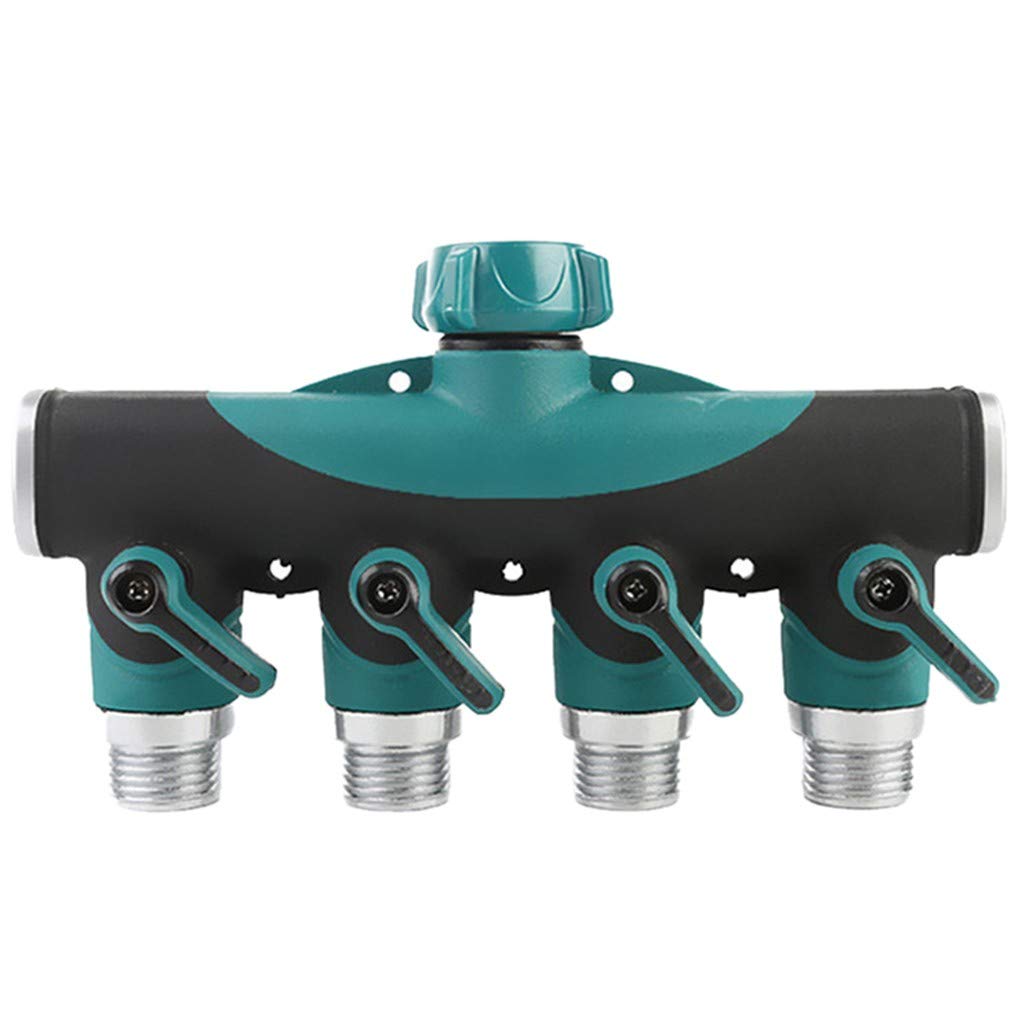 Vic2Vic 4-Way Garden Hose Splitter - Heavy Duty Zinc Alloy Metal Hose Connector with 4 Valves & Easy Grip Handle - Perfect for Lawn Watering, Car Washing, and Outdoor Cleaning