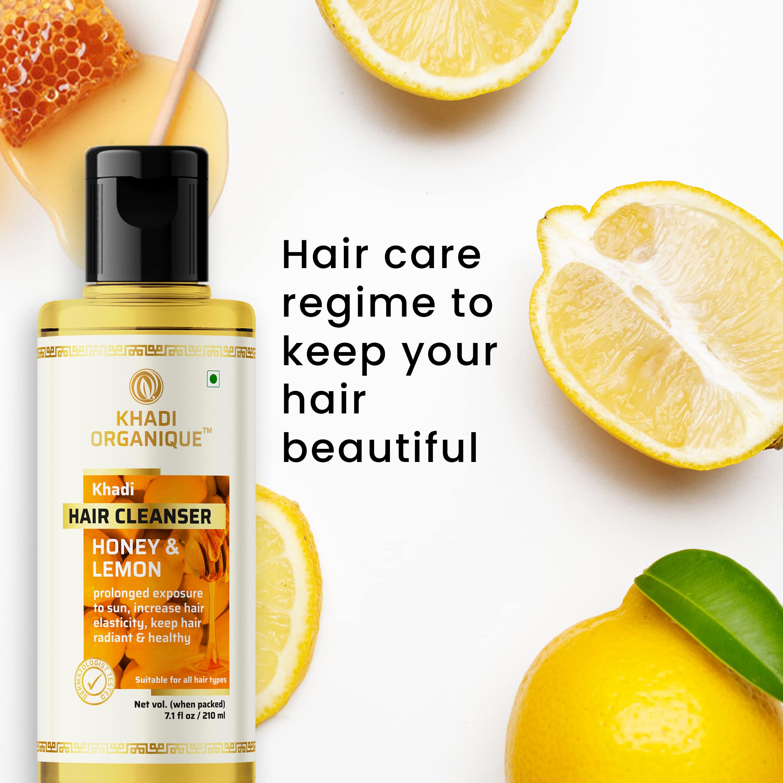 Khadi Organique Honey & Lemon Juice Hair Cleanser Shampoo - Pack of 2 (420ml) - Natural & Organic Hair Care for Dry & Damaged Hair - Perfect for Daily Use & Scalp Nourishment