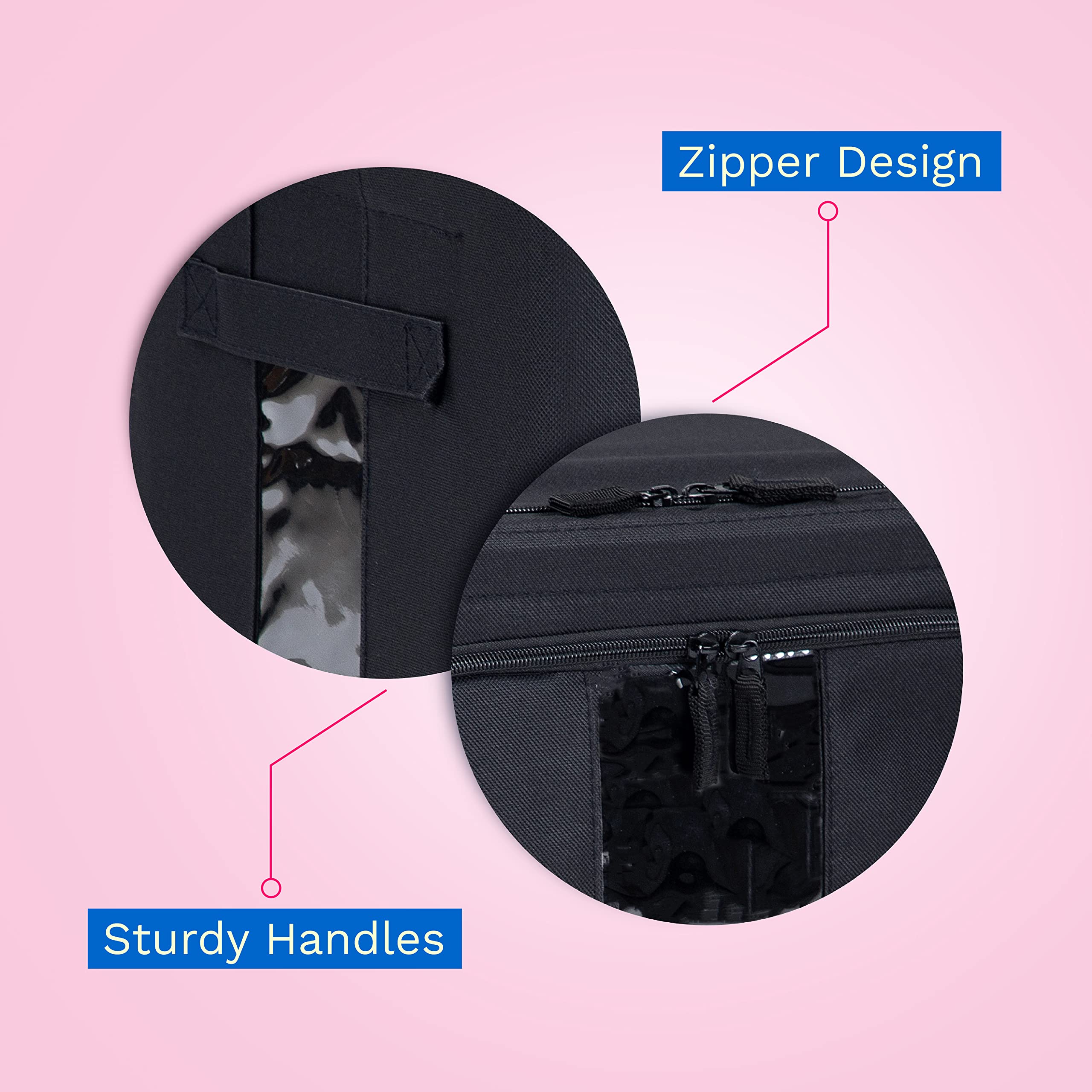 Foldable Clothes Storage Organizer - 2 Pack Large Capacity Collapsible Closet Boxes with Sturdy Handles & Premium Fabric - Under Bed Blanket Storage Bins with Strong Zippers (X-Large, Black) - Perfect for Seasonal Clothing, Bedding & Home Organization