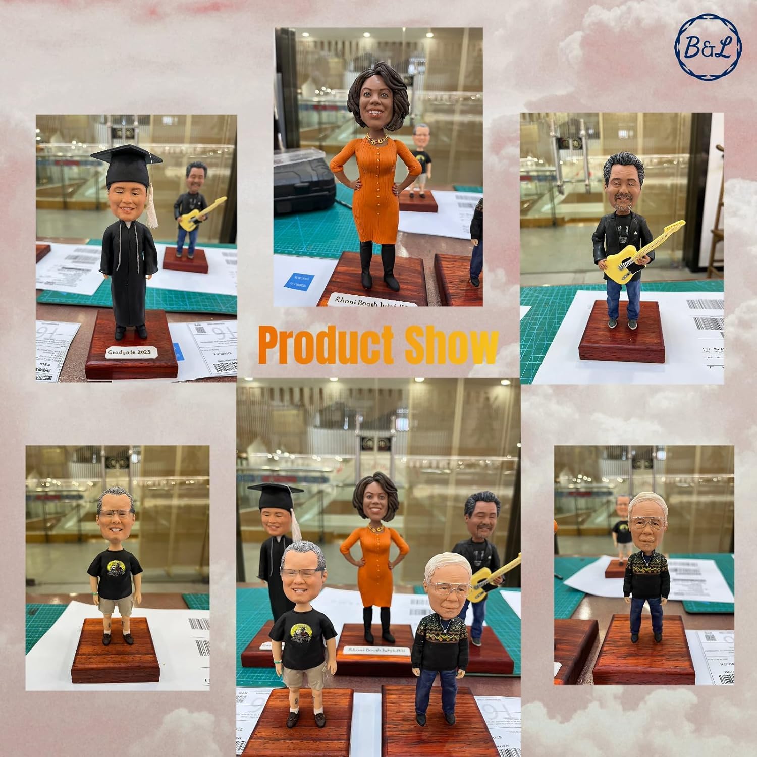 Custom Bobbleheads - Unique Handmade Personalized Figurines with Full Body Customization & Sturdy Wooden Base - Perfect Graduation Gifts, Wedding Favors, Anniversary Presents & Office Decor