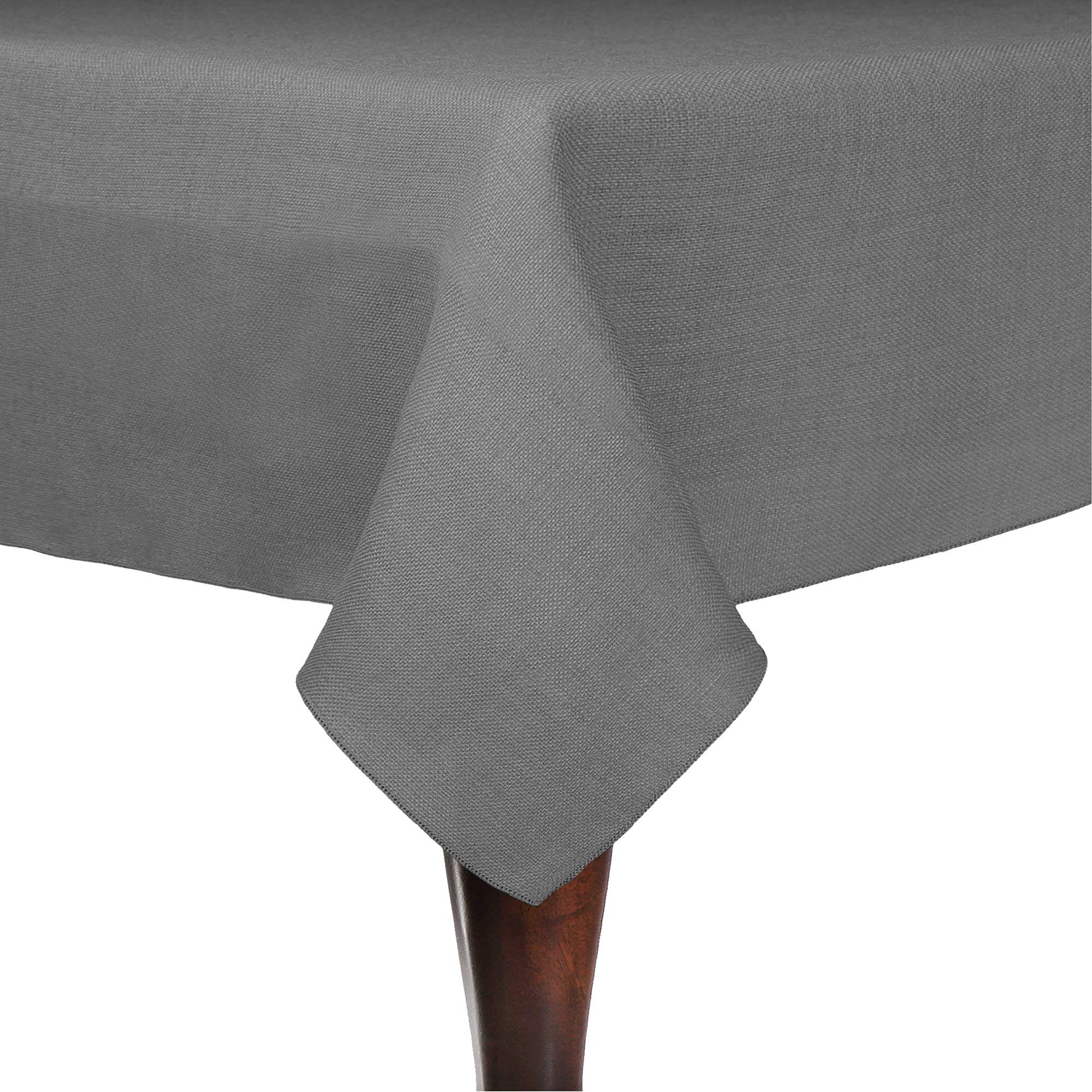 Premium 3-Pack Faux Burlap Tablecloths - 60 x 108 Inch Rectangular Basket Weave Table Cover in Charcoal Grey - Perfect for Dining Room, Wedding Decor & Party Events
