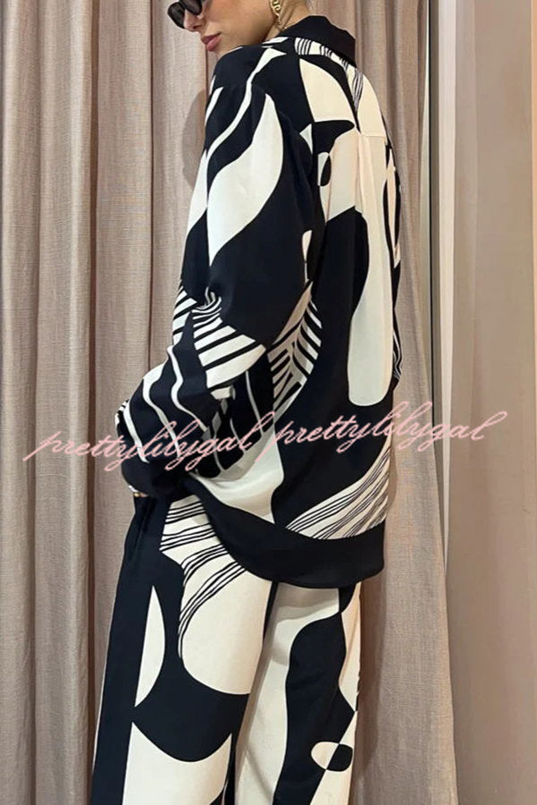 Stylish Weekend Escape Print Contrast Trim Blouse - Trendy Women's Top for Casual Outings & Date Nights