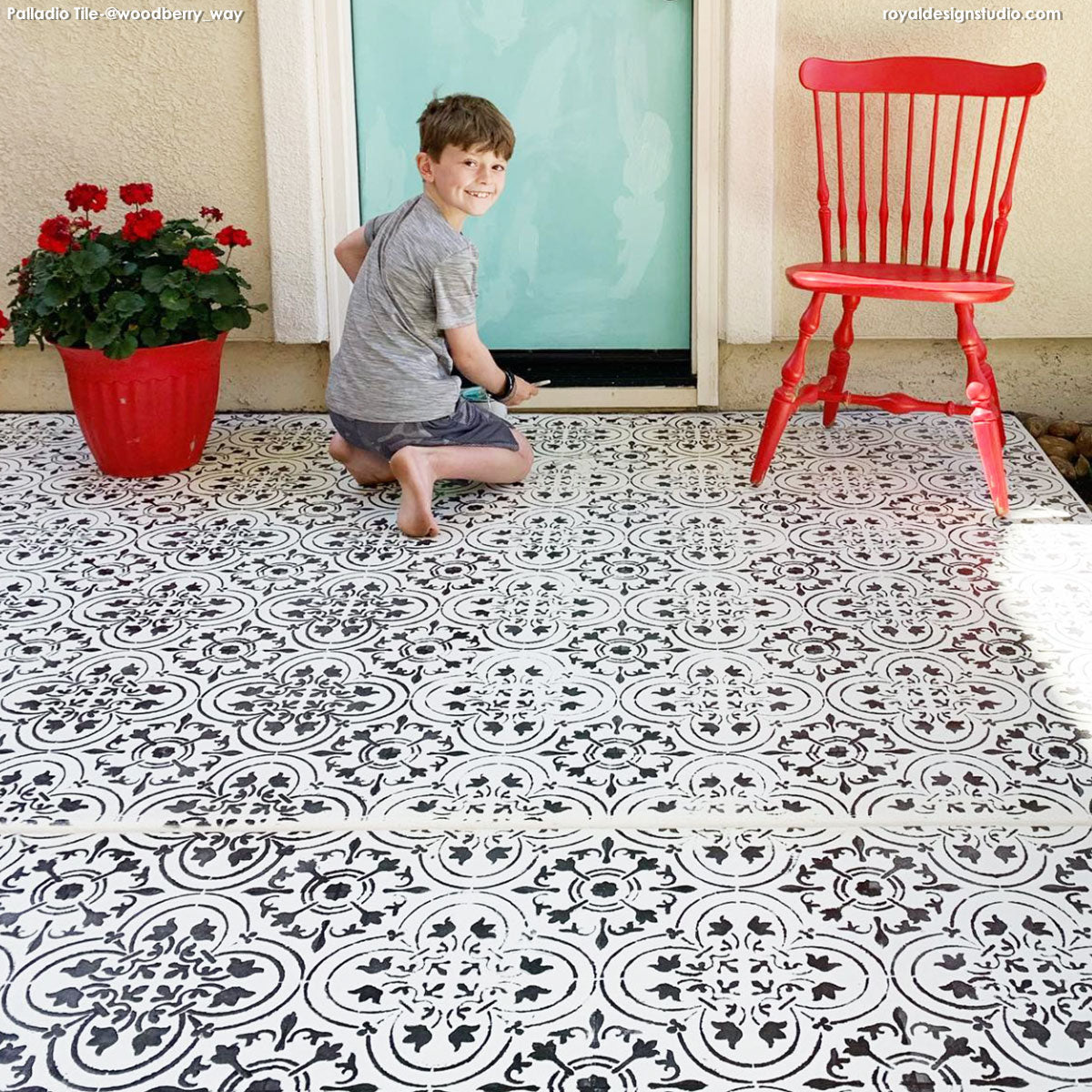 Palladium Tile Allover Stencil - Reusable DIY Wall Stencil for Home Decor, Bathroom, Kitchen Backsplash - Perfect for Painting Patterns on Walls, Floors, and Furniture
