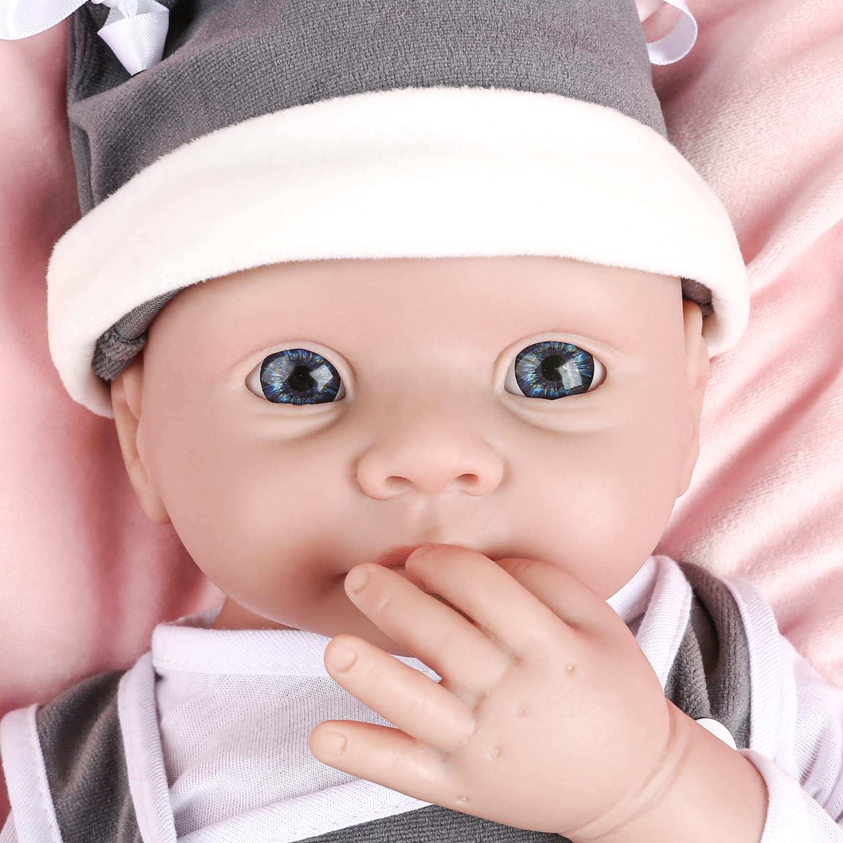 IVITA 19 Inch Realistic Silicone Reborn Baby Doll Boy - Ultra Soft Full Body Newborn Doll (Non-Vinyl Material) - Perfect for Nursery Decor, Gift Giving, and Therapeutic Play