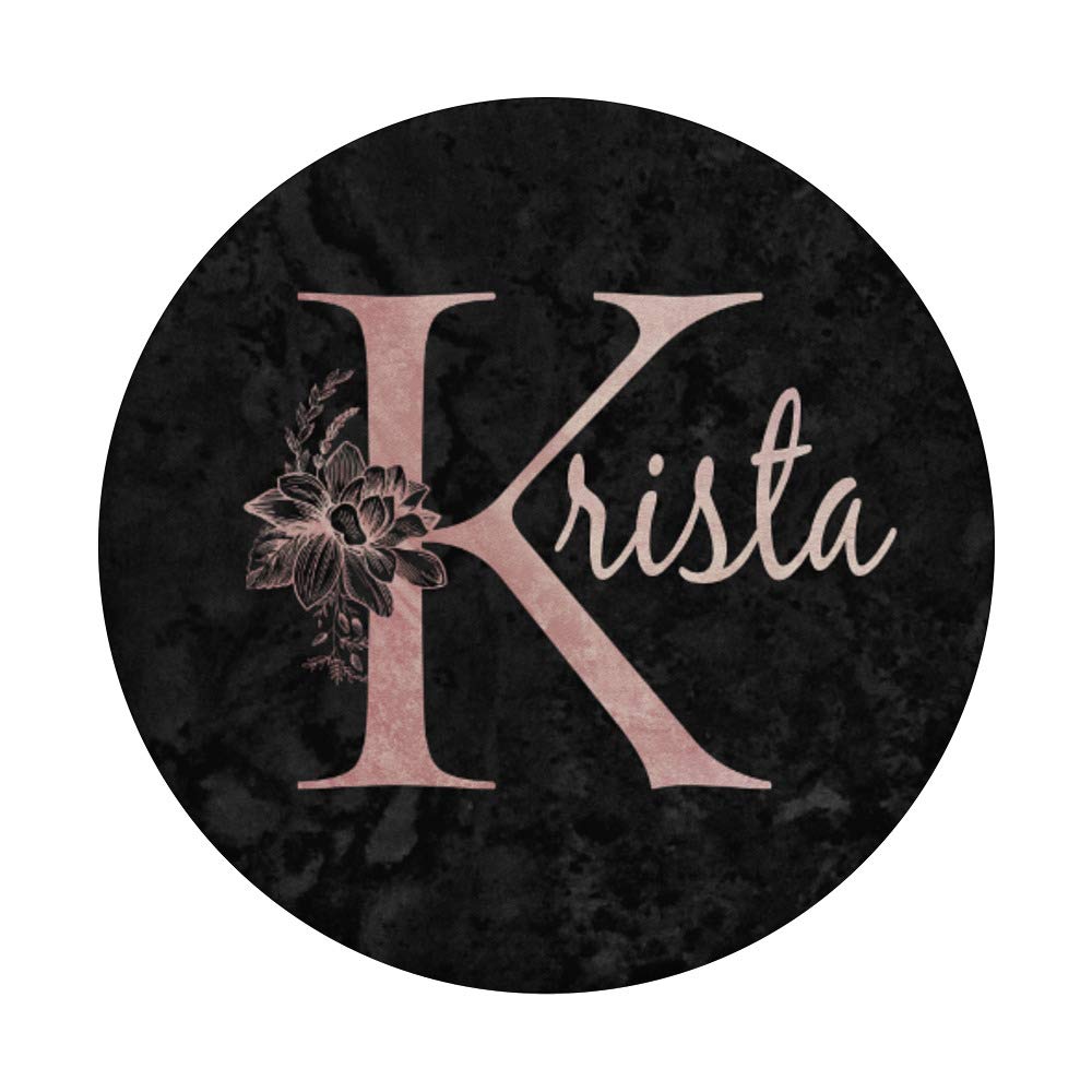 Krista Name Personalized Pink Rose on Black Design Tumbler - Custom Insulated Coffee Cup for Women, Gift for Her - Perfect for Office, Travel, and Daily Use