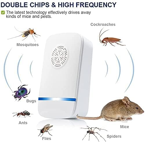 Prextex Ultrasonic Pest Repeller - Electronic Plug-in Indoor Pest Control for Home, Office - Repels Mosquitoes, Lizards, Rats, Cockroaches & Insects - Silent Operation - Ideal for Bedrooms, Kitchens, Basements & Living Spaces