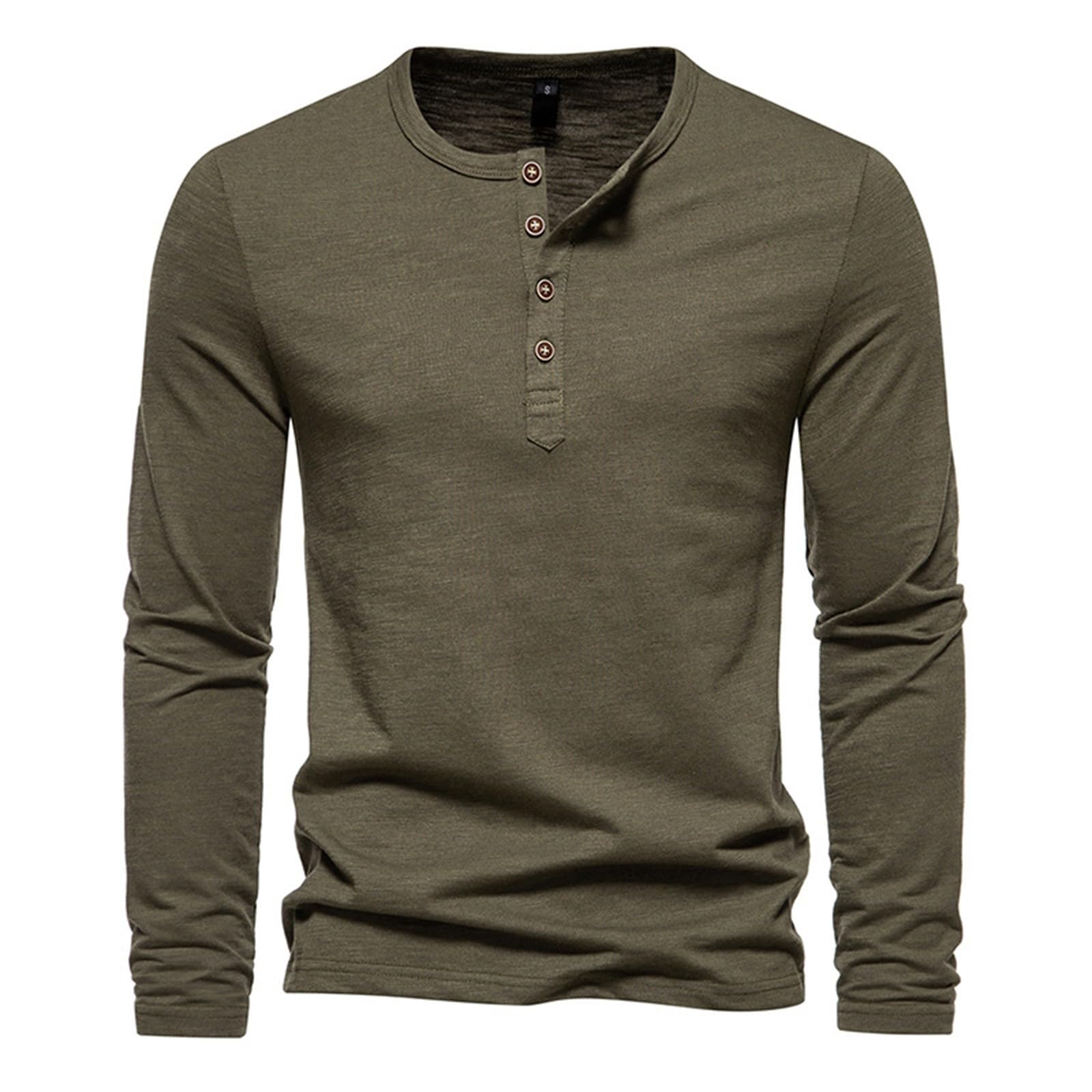 Vintage Men's Henley Shirts - Long Sleeve Button Up Pullover Top - Casual Loose Fit Cotton Tee for Everyday Wear, Outdoor Activities & Layering
