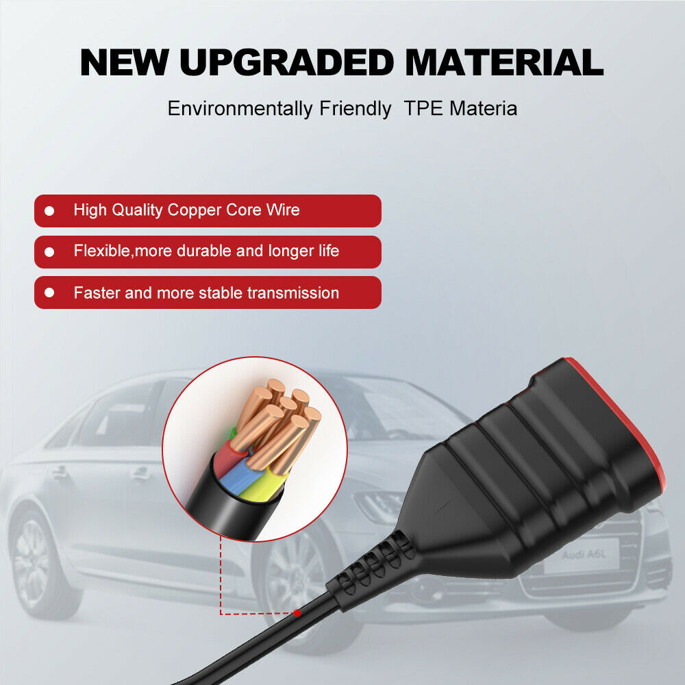 19 Inch 16 Pin OBD2 Extension Cable - Heavy Duty Diagnostic Scanner Adapter for Car, Truck & SUV - Compatible with Autel, Launch, Snap-on Code Readers (Workshop & Home Use)