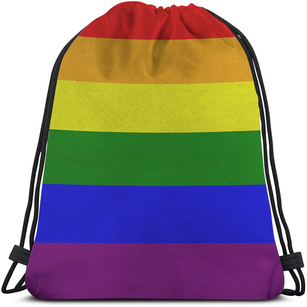 LGBT Pride Drawstring Backpack - Rainbow Flag Design Gym Sack for Yoga, Sports & Travel | Waterproof Lightweight String Bag for Men & Women | Perfect for Gym, Beach & Festival